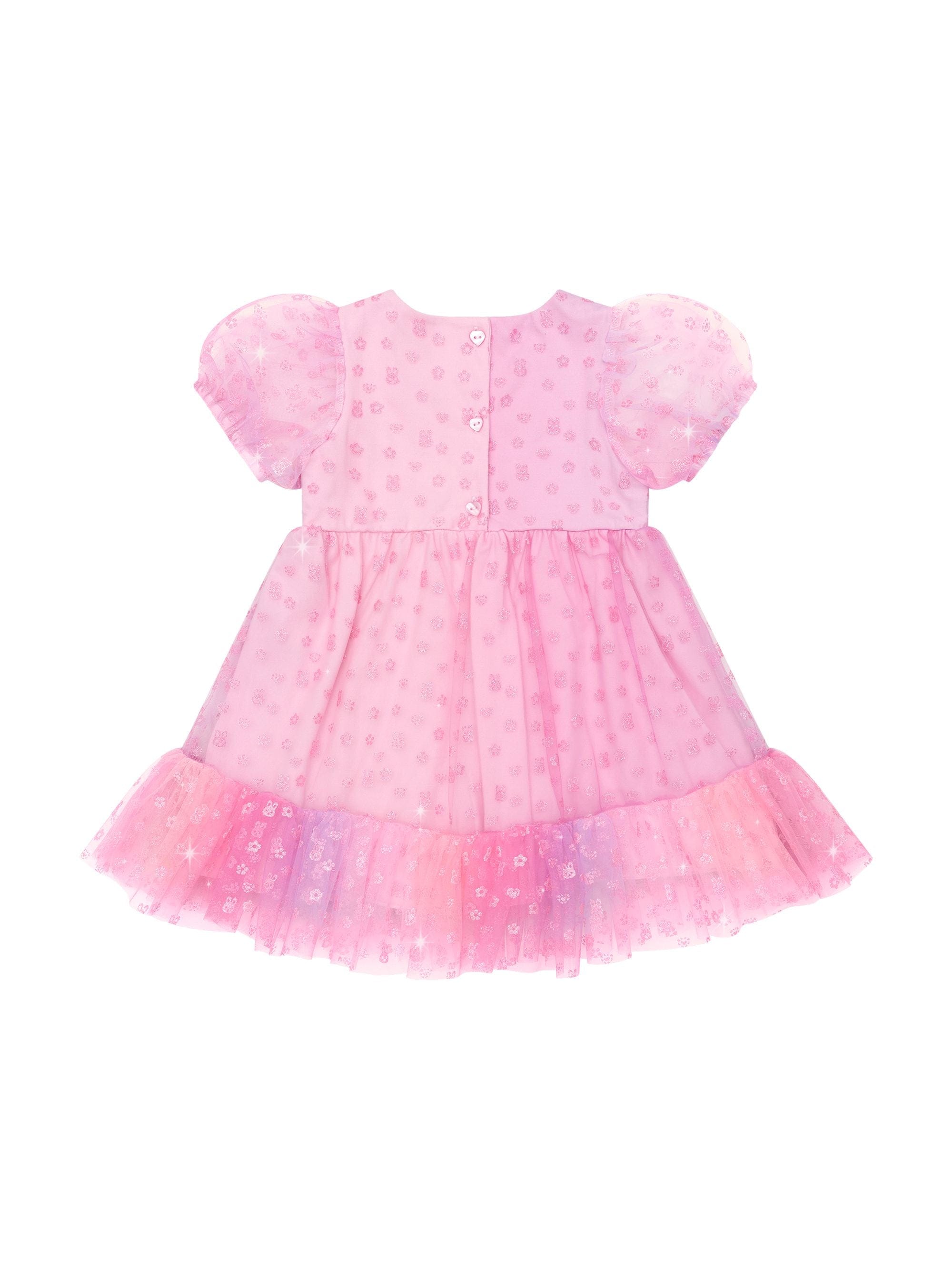 Huxbaby Girls Dress Bunny Gem Puff Sleeve Party Dress