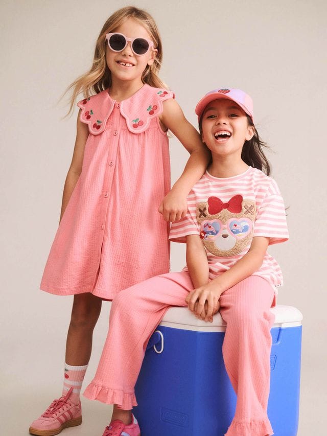 Huxbaby Girls Dress Cherry Embroidered Collar Dress