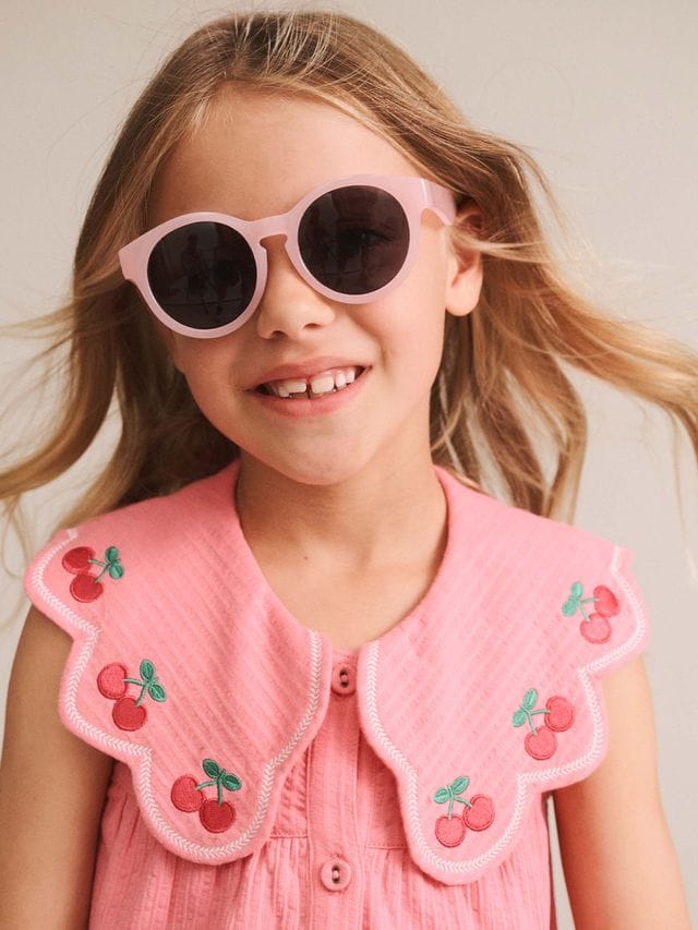 Huxbaby Girls Dress Cherry Embroidered Collar Dress