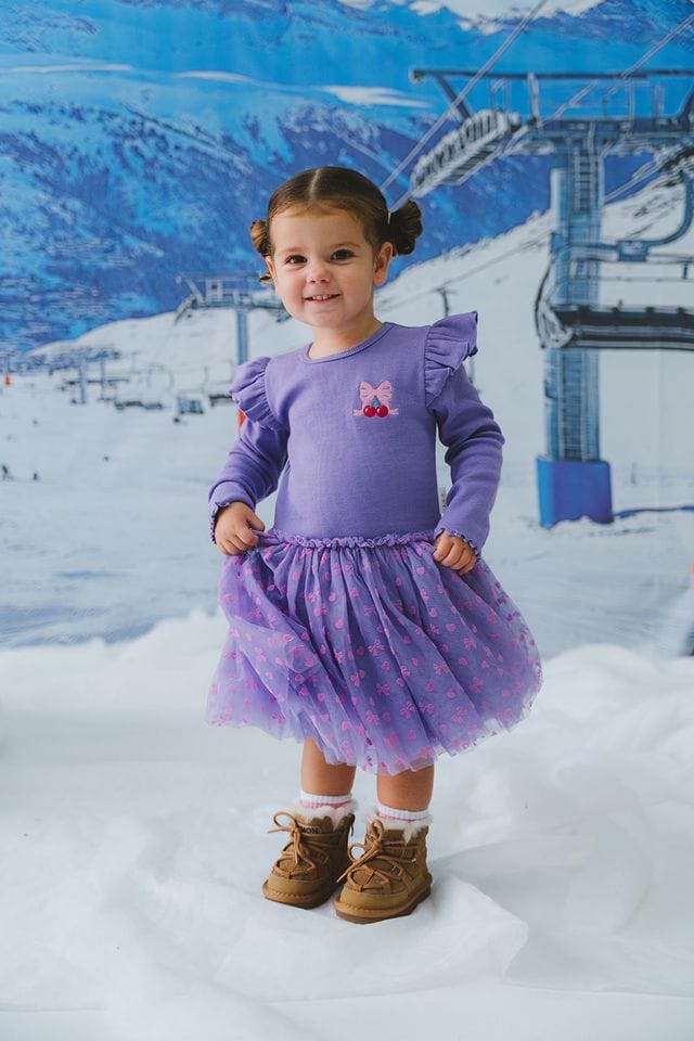 Huxbaby Girls Dress Cherry Embroidery Tulle Dress