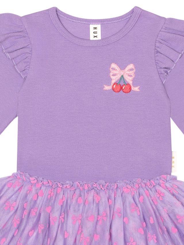 Huxbaby Girls Dress Cherry Embroidery Tulle Dress