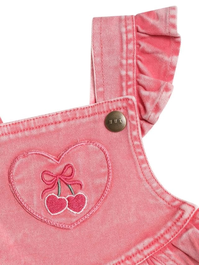 Huxbaby Girls Dress Cherry Heart Vintage Pinafore Dress