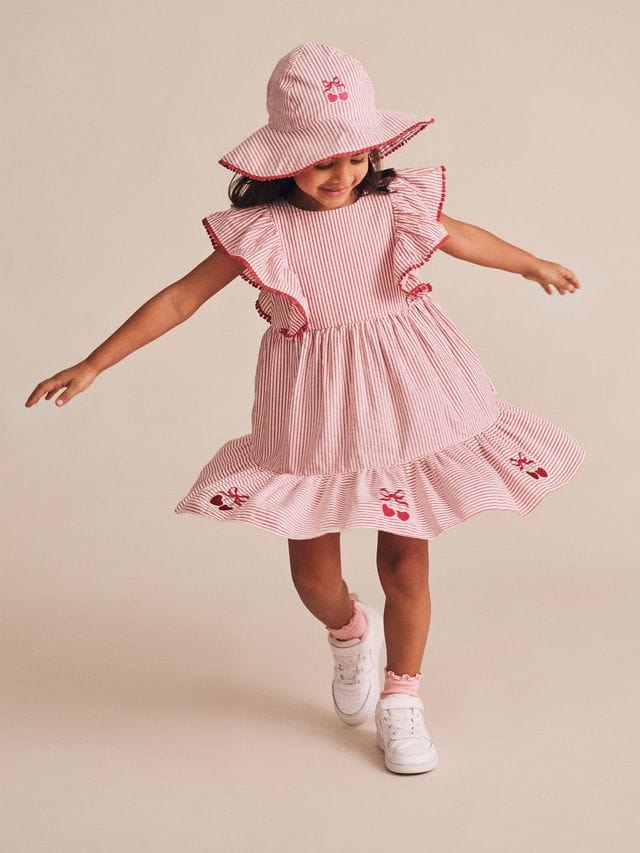 Huxbaby Girls Dress Cherry Pie Stripe Dress