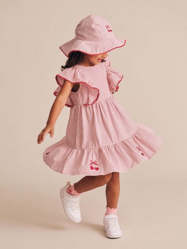 Huxbaby Girls Dress Cherry Pie Stripe Dress