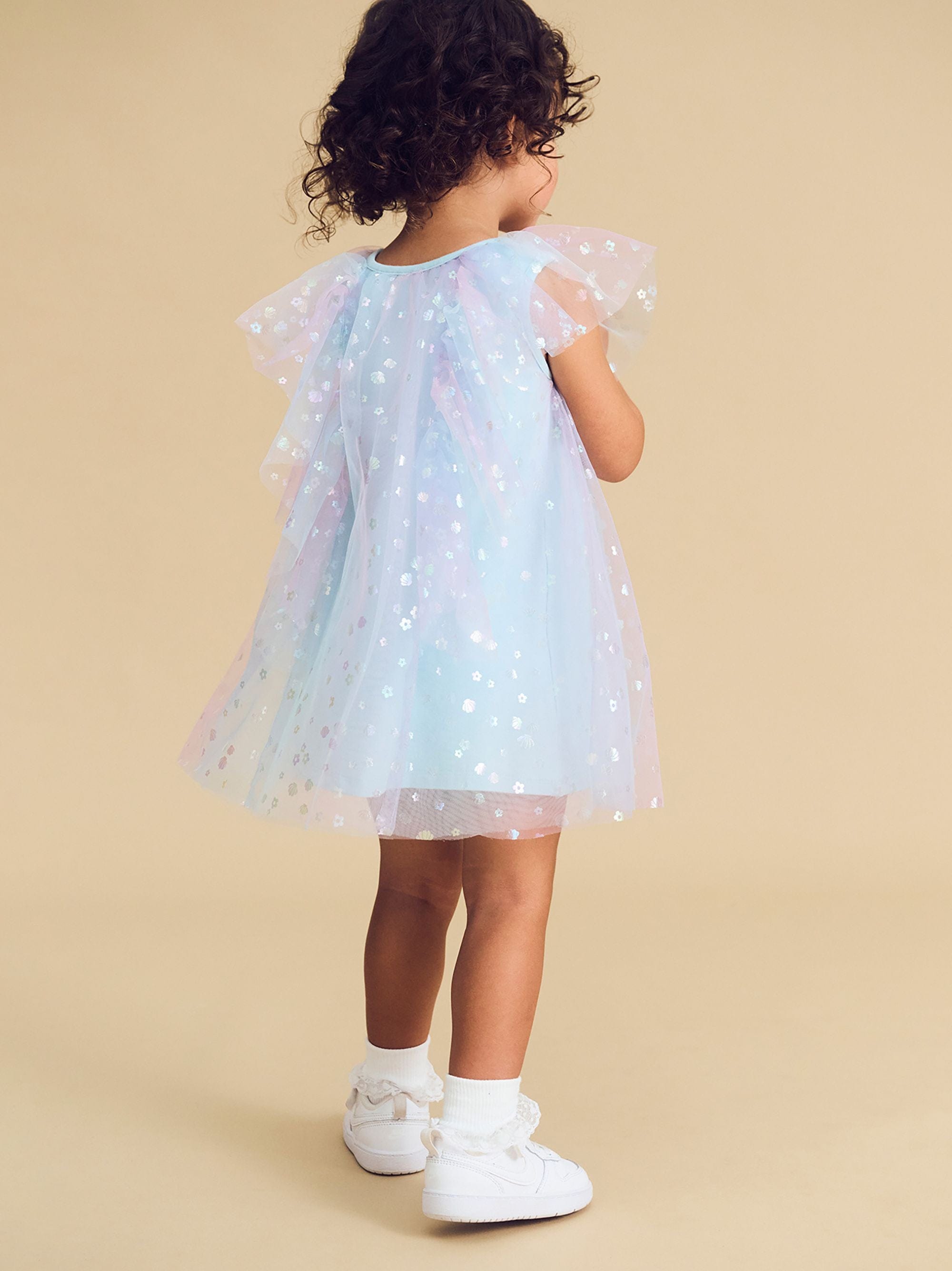 Huxbaby Girls Dress Daisy Seashell Tulle Flutter Dress