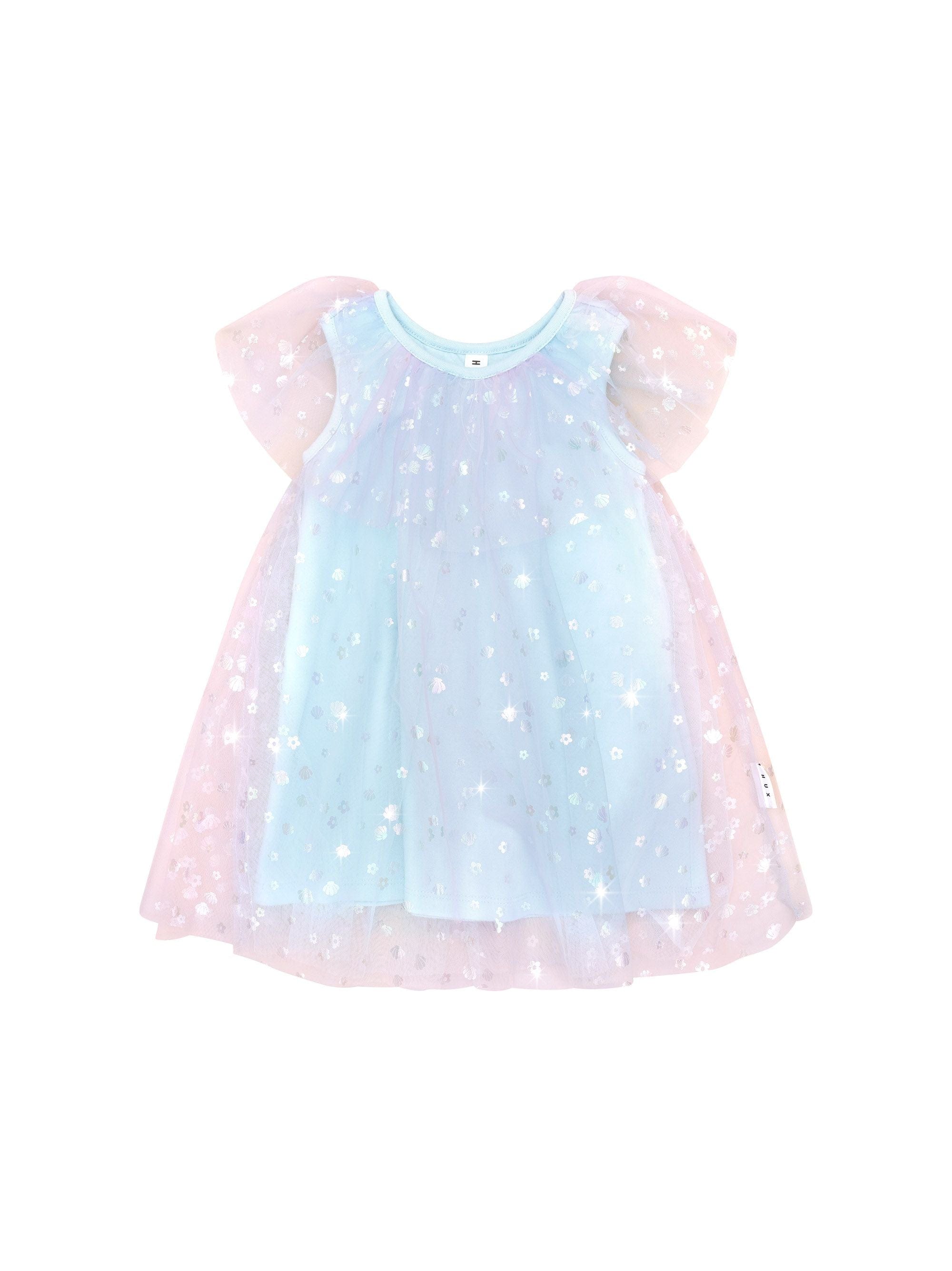 Huxbaby Girls Dress Daisy Seashell Tulle Flutter Dress