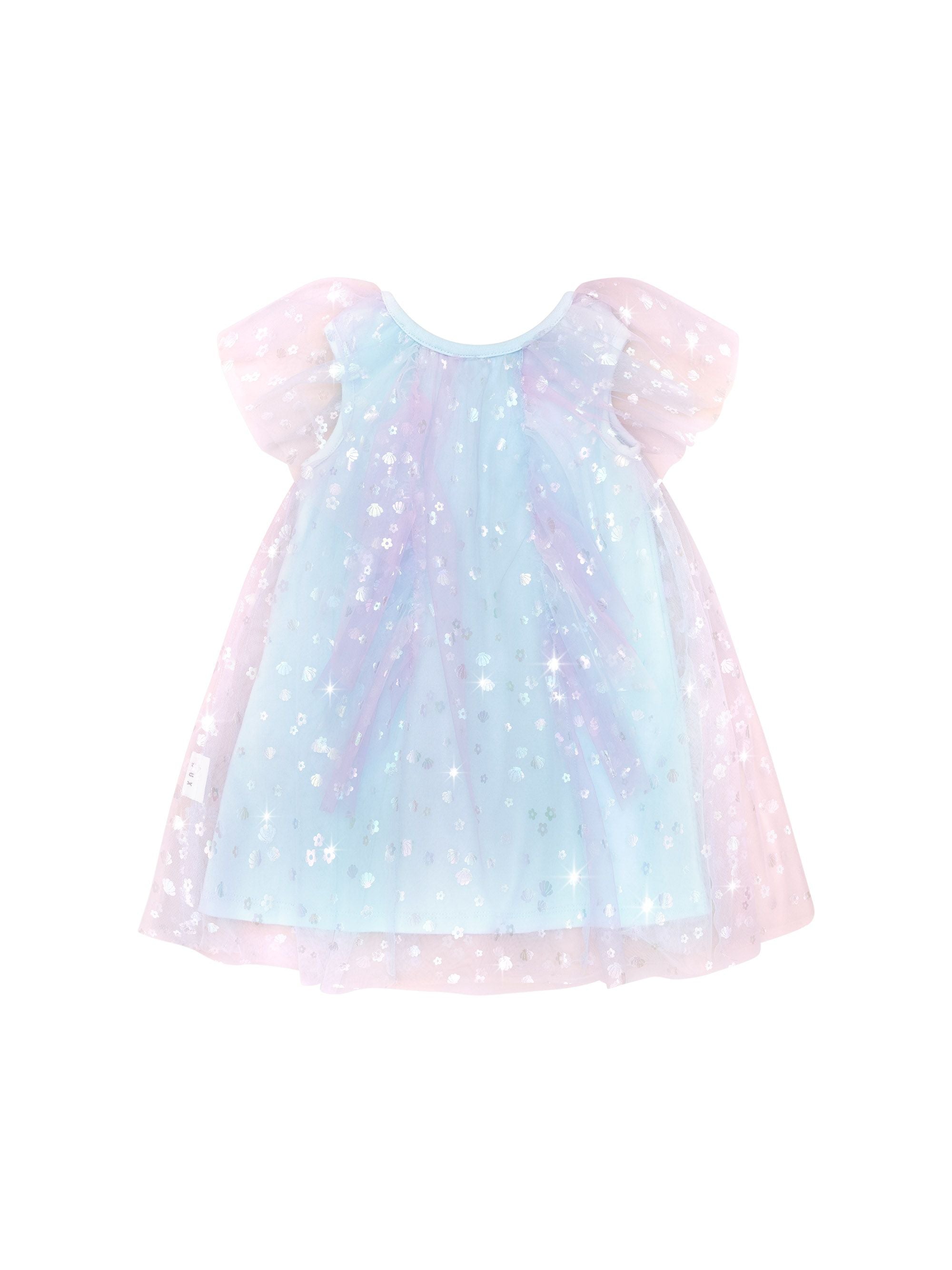 Huxbaby Girls Dress Daisy Seashell Tulle Flutter Dress