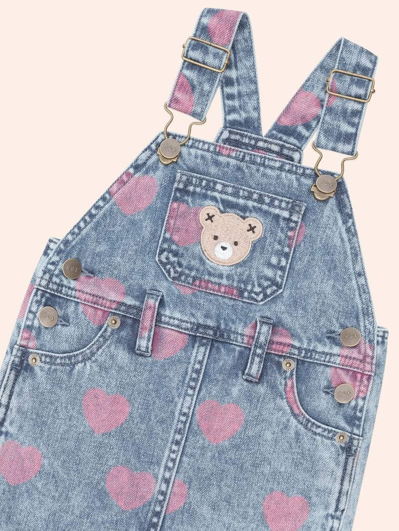Huxbaby Girls Dress Dreamy Denim Hearts Pinafore