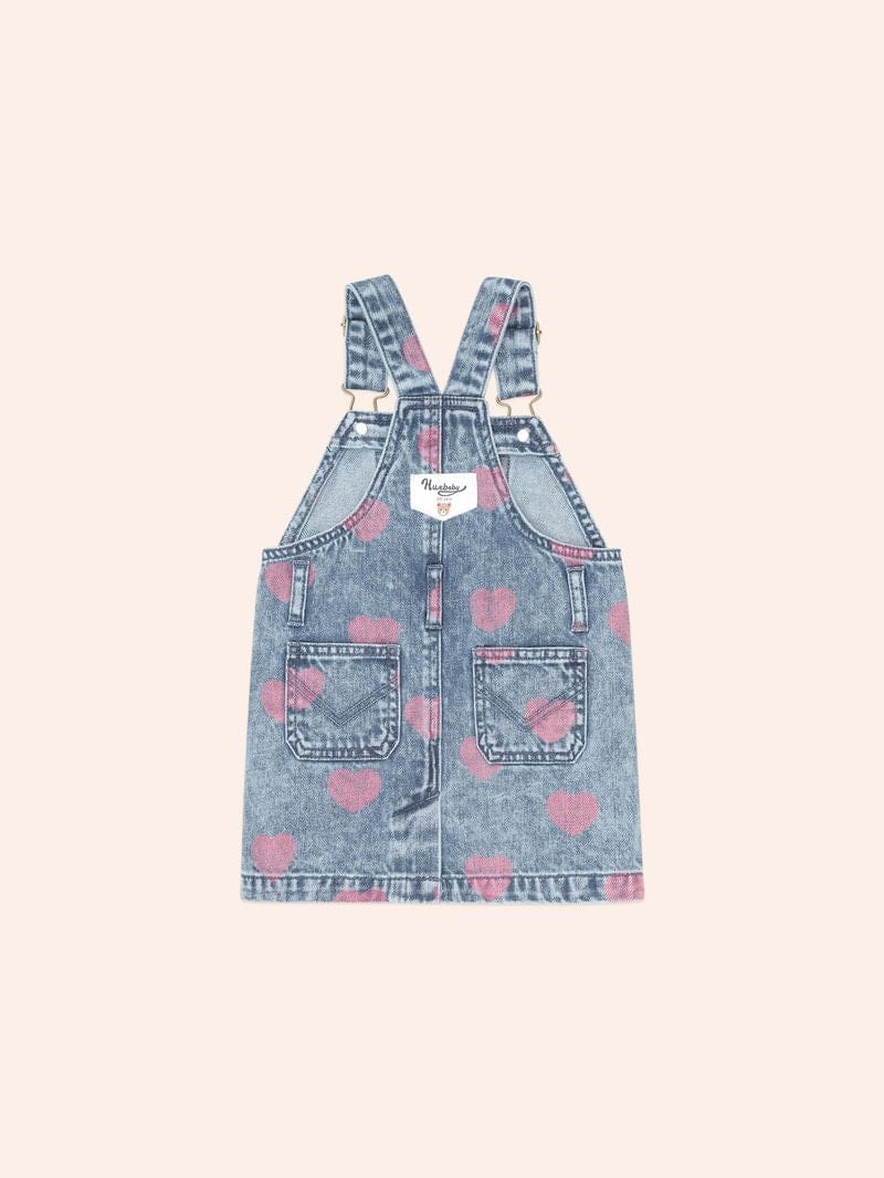 Huxbaby Girls Dress Dreamy Denim Hearts Pinafore