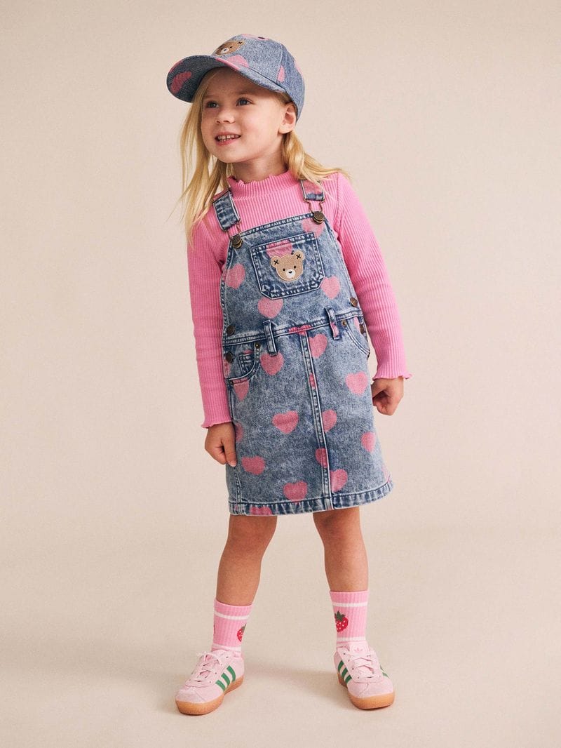 Huxbaby Girls Dress Dreamy Denim Hearts Pinafore