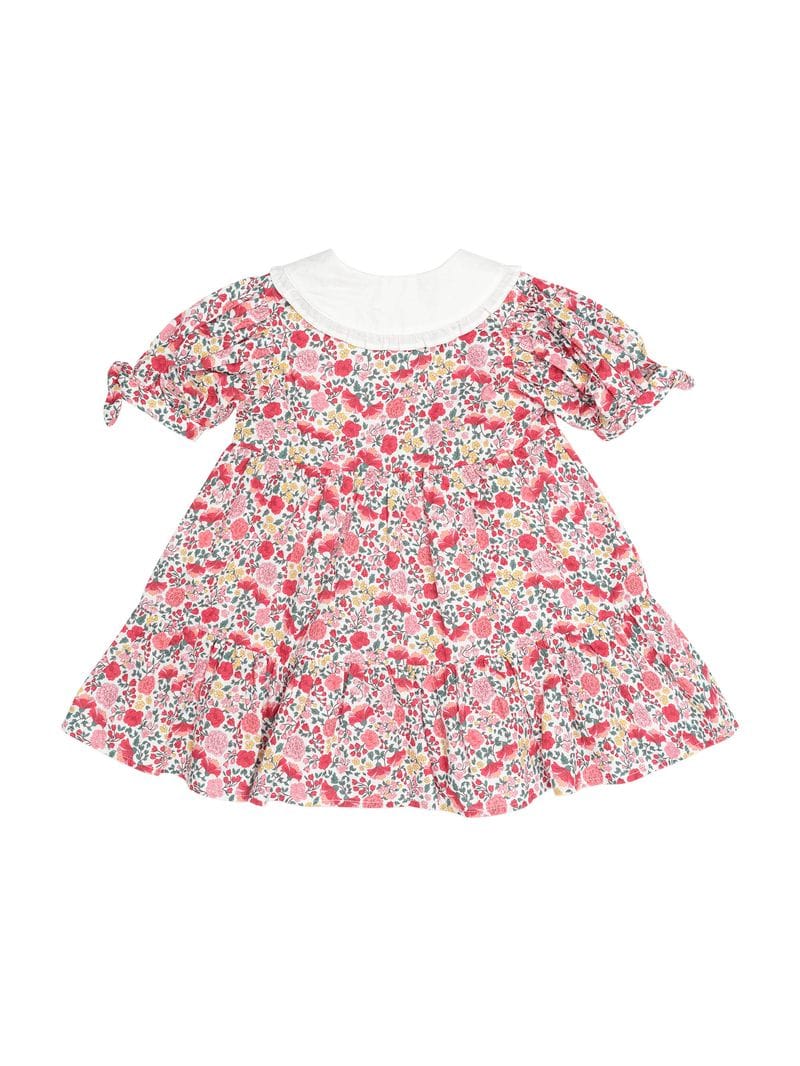 Huxbaby Girls Dress Festive Floral Frill Collar Dress