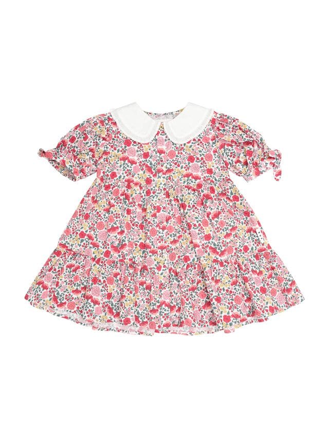 Huxbaby Girls Dress Festive Floral Frill Collar Dress