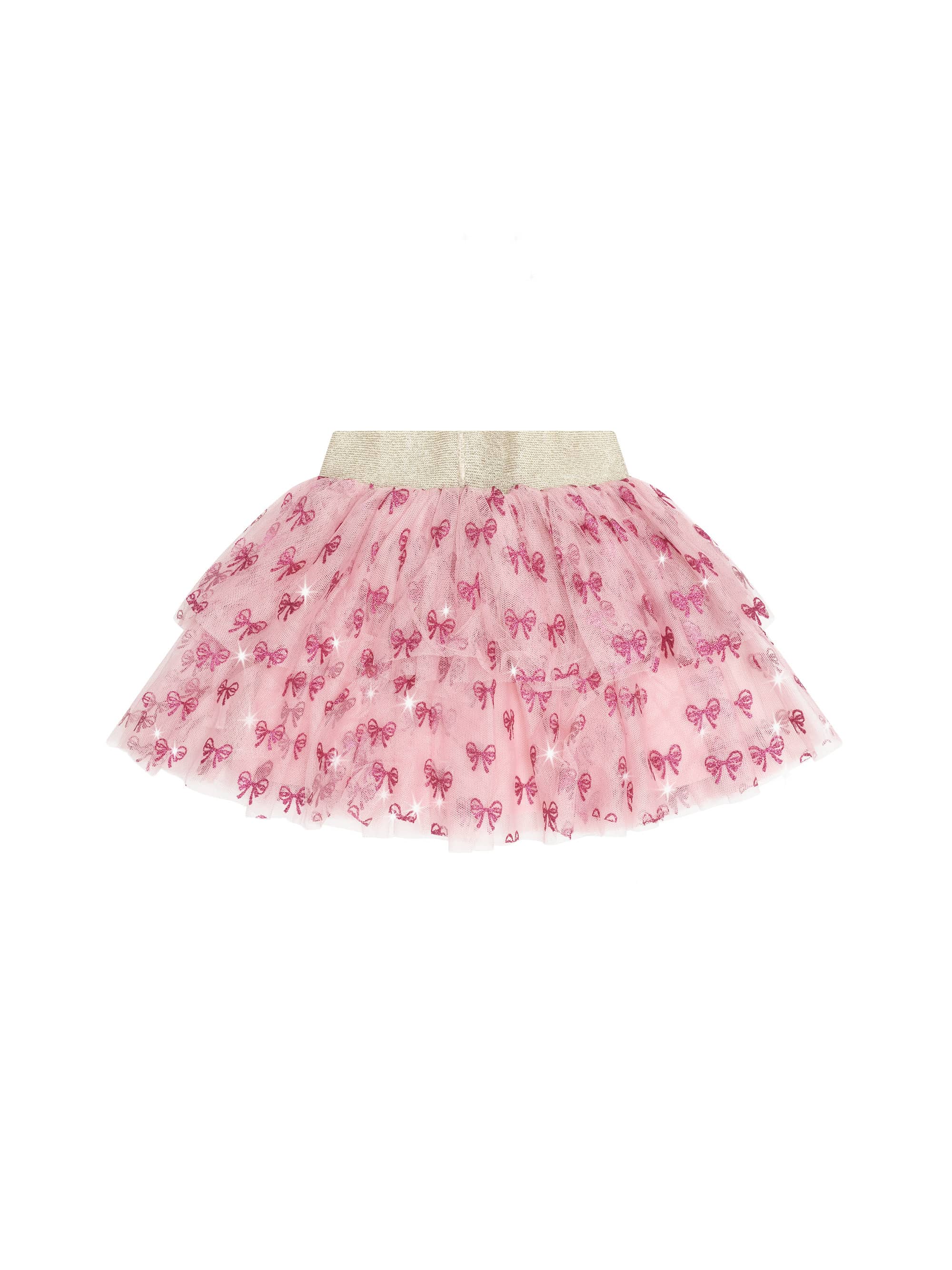 Huxbaby Girls Dress Glitter Bow Tiered Skirt