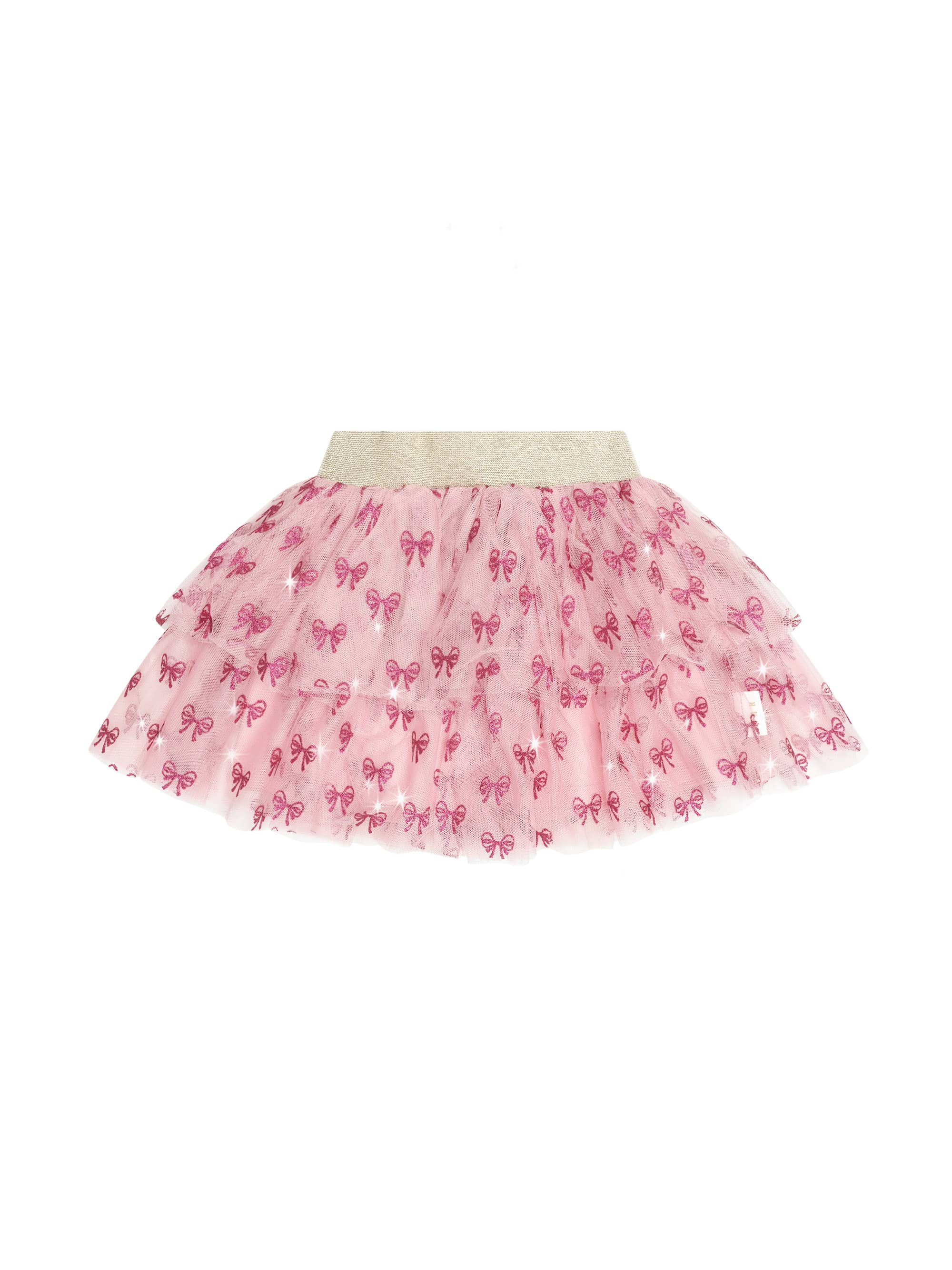 Huxbaby Girls Dress Glitter Bow Tiered Skirt
