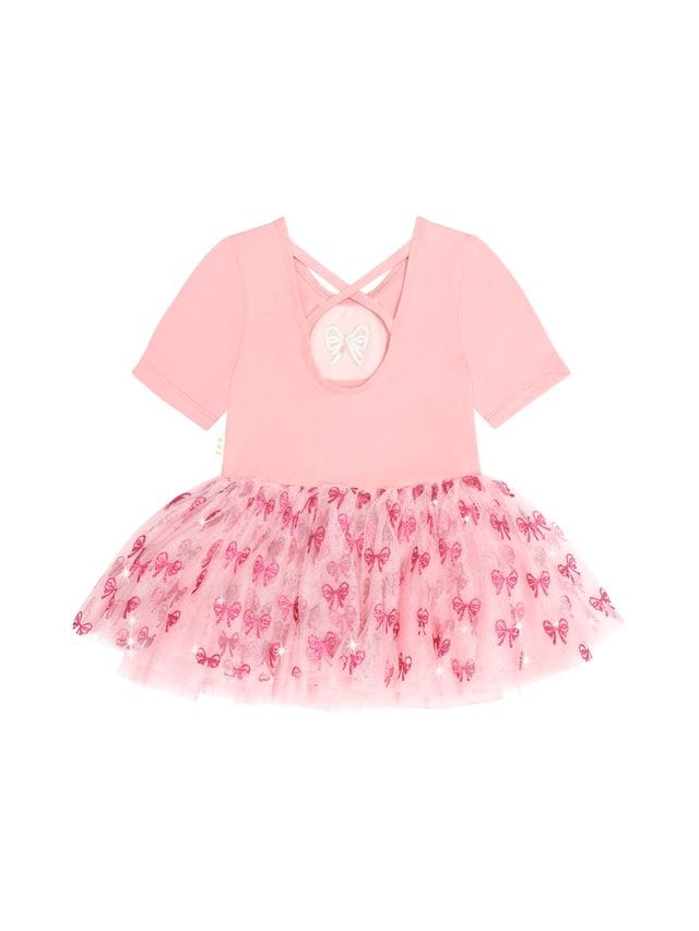 Huxbaby Girls Dress Glitter Bow Tutu Tulle Dress