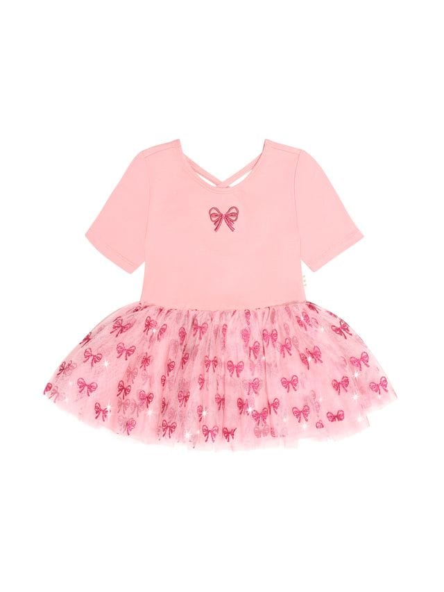 Huxbaby Girls Dress Glitter Bow Tutu Tulle Dress