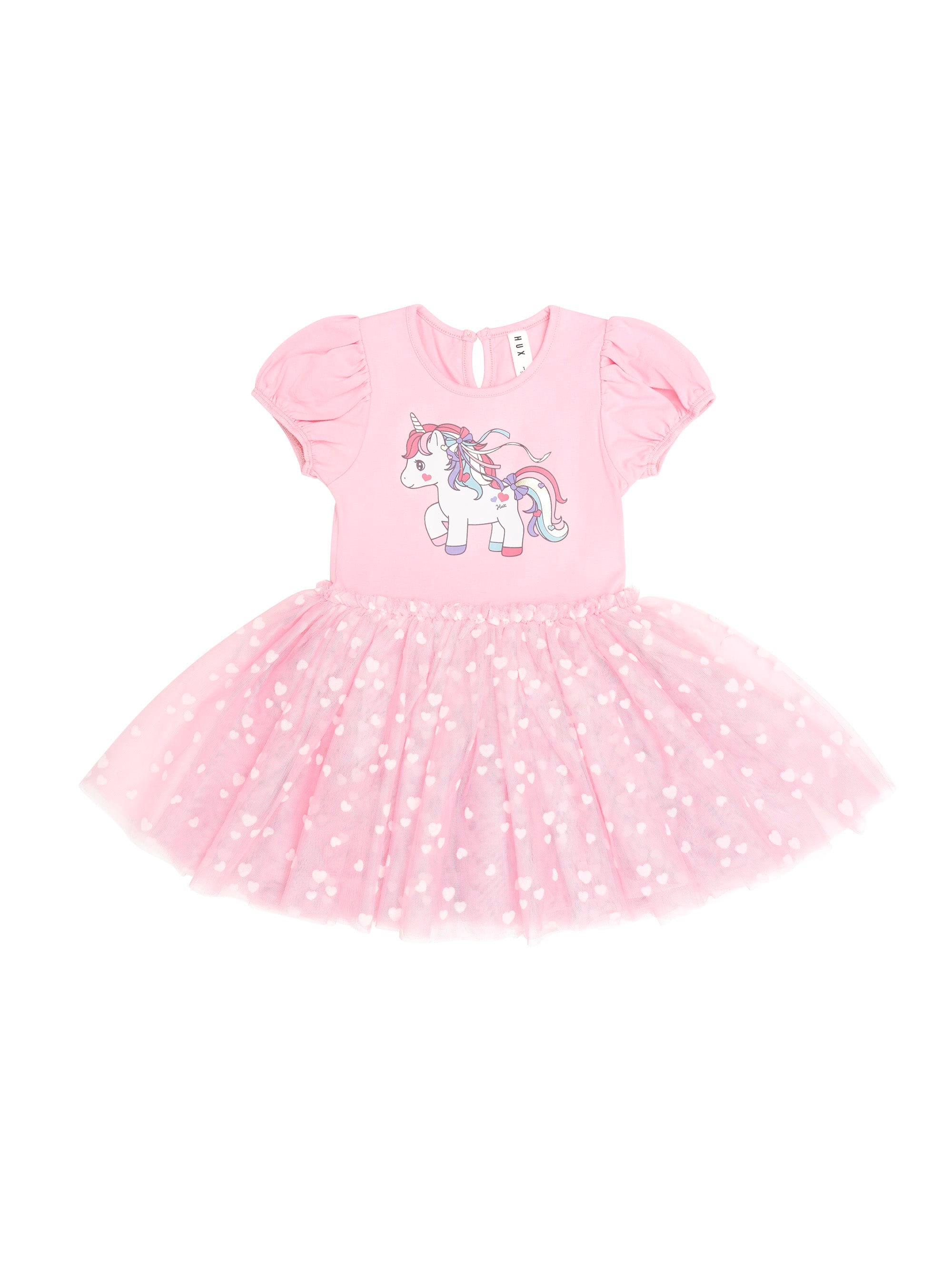 Huxbaby Girls Dress Magical Unicorn Puff Sleeve Tulle Dress