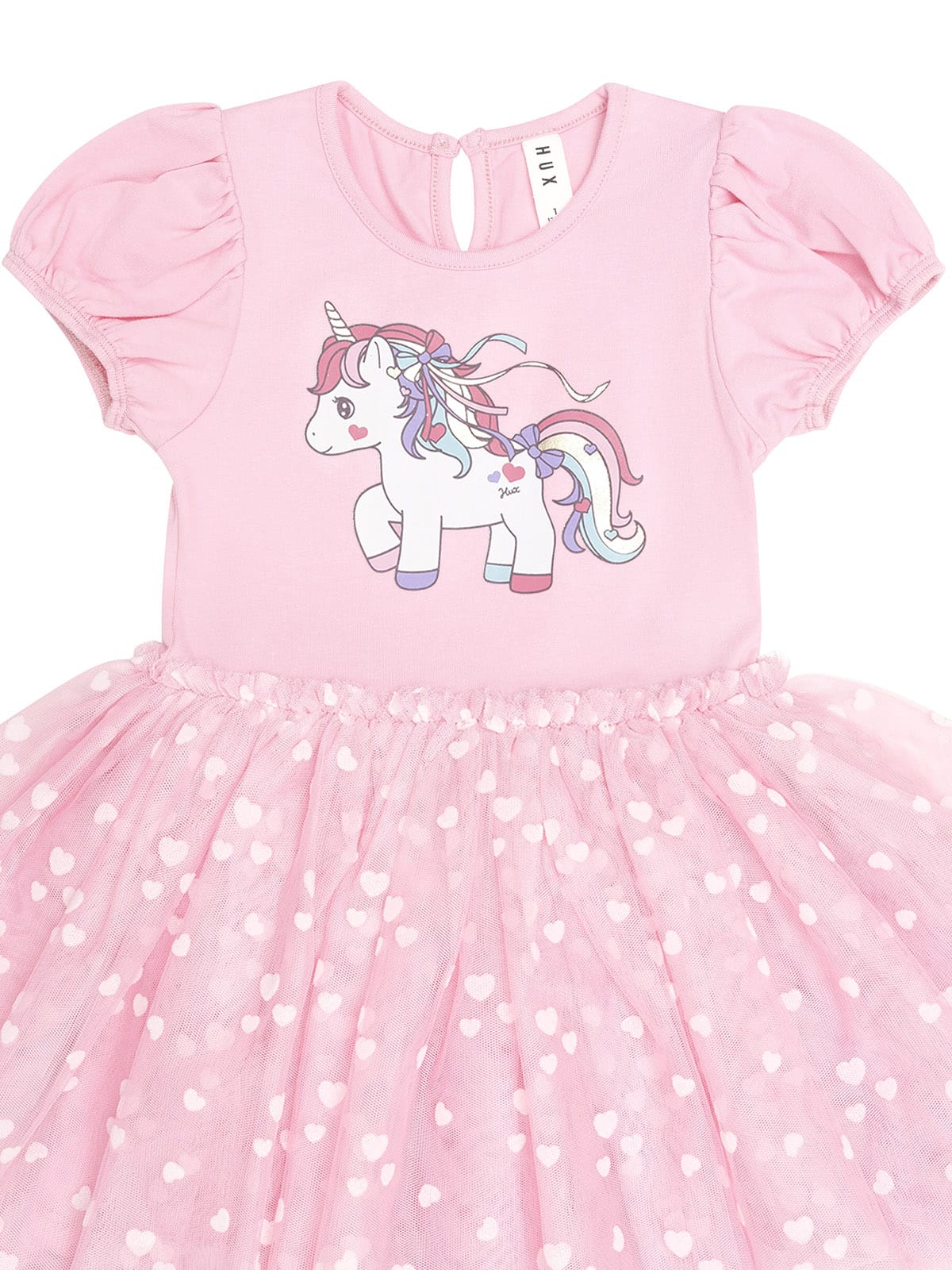 Huxbaby Girls Dress Magical Unicorn Puff Sleeve Tulle Dress