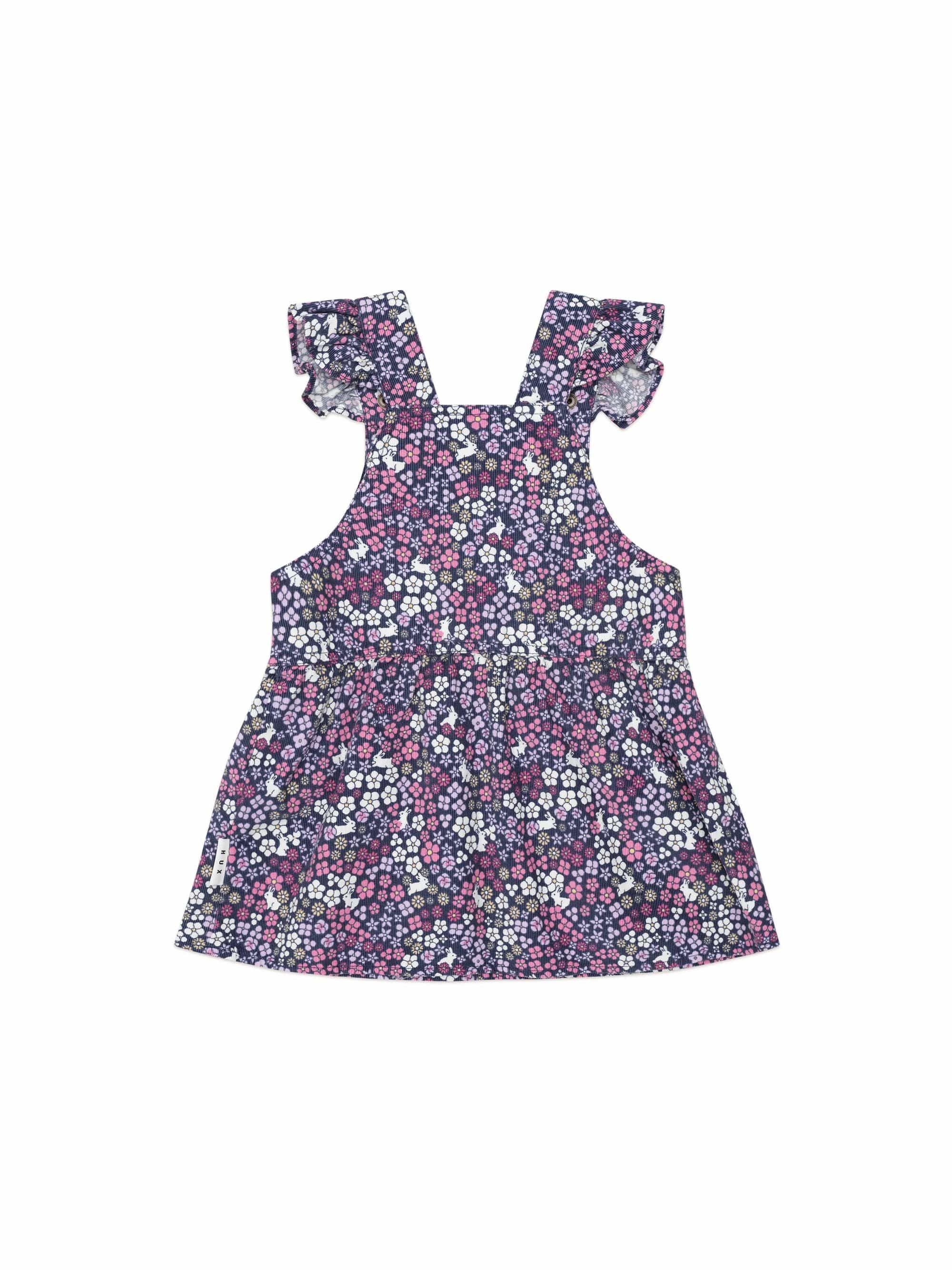 Huxbaby Girls Dress Midnight Flower Garden Overall Dress