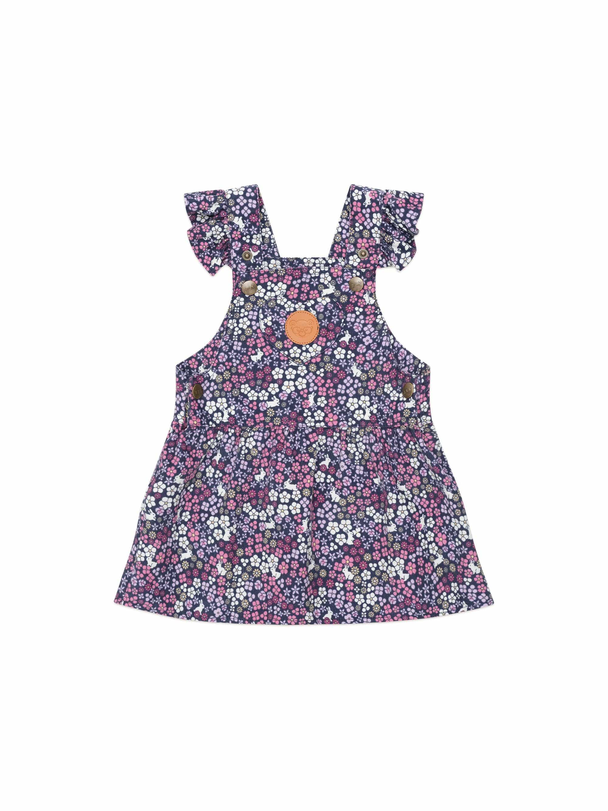 Huxbaby Girls Dress Midnight Flower Garden Overall Dress