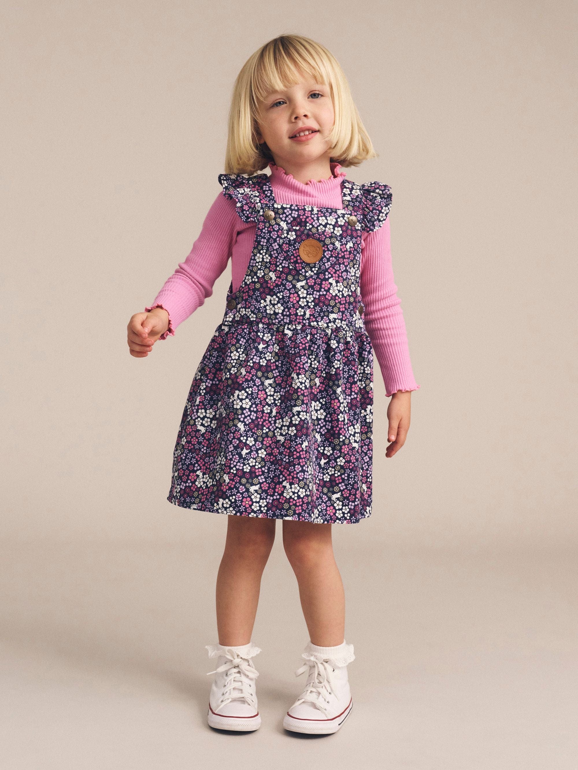 Huxbaby Girls Dress Midnight Flower Garden Overall Dress