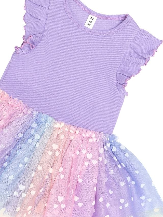 Huxbaby Girls Dress Purple S/S Rib Dress