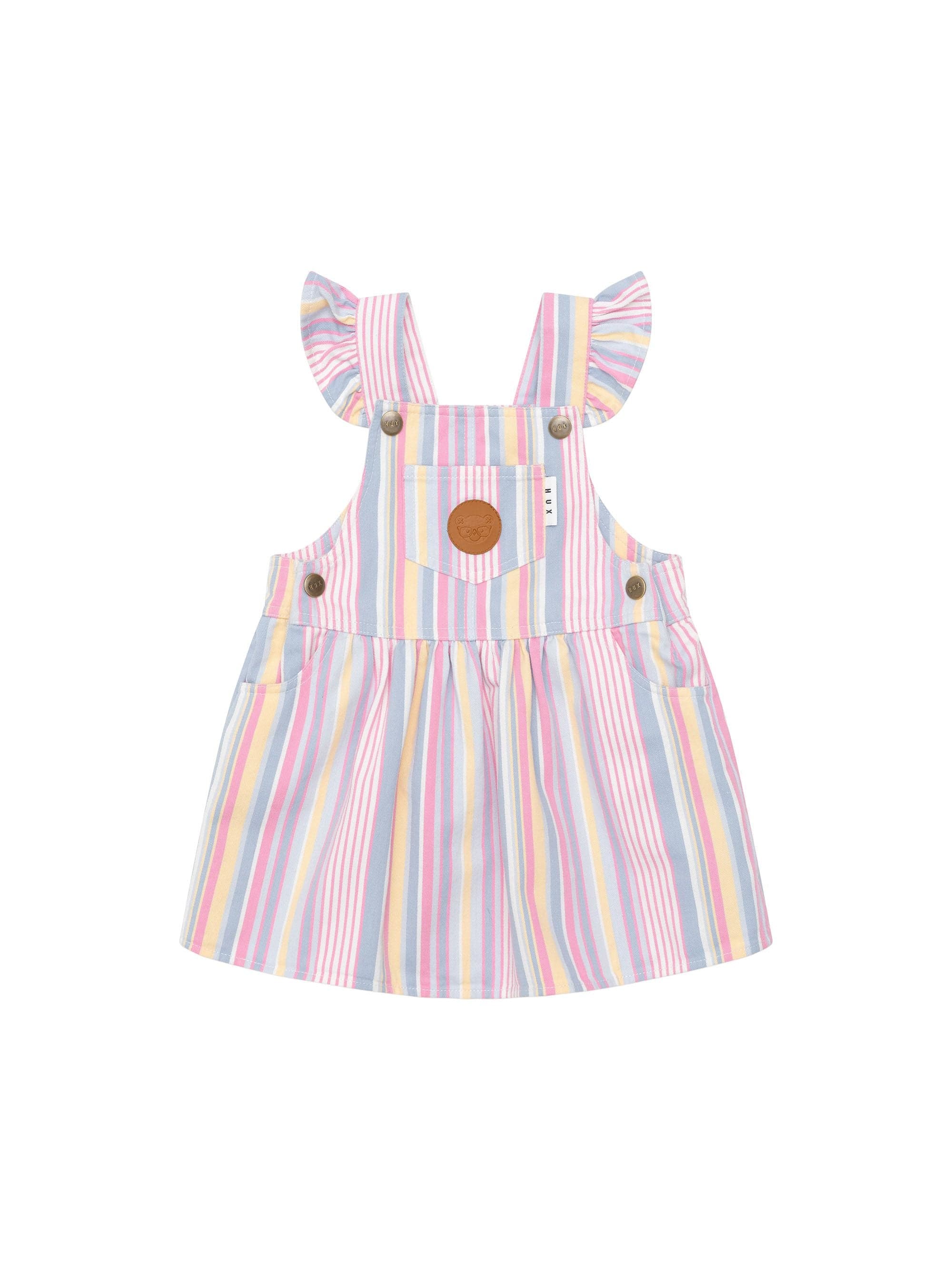 Huxbaby Girls Dress Rainbow Stripe Pinafore