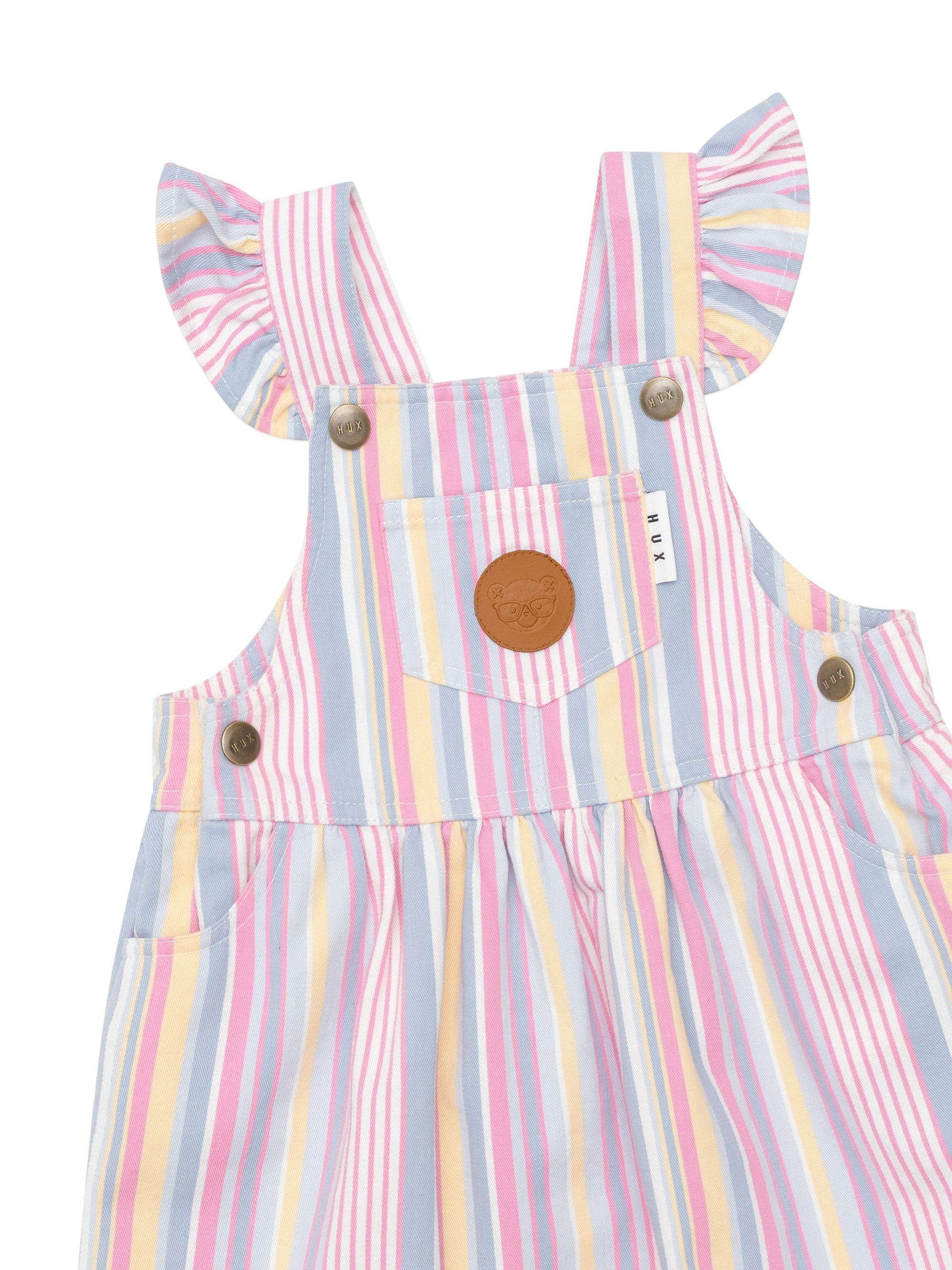 Huxbaby Girls Dress Rainbow Stripe Pinafore