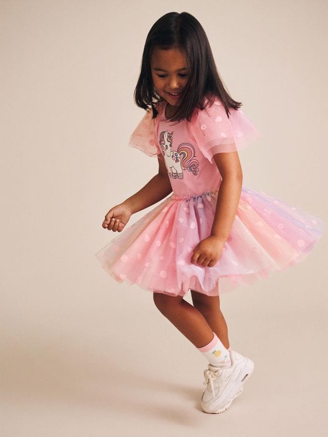 Huxbaby Girls Dress Rainbow Unicorn Tulle Dress