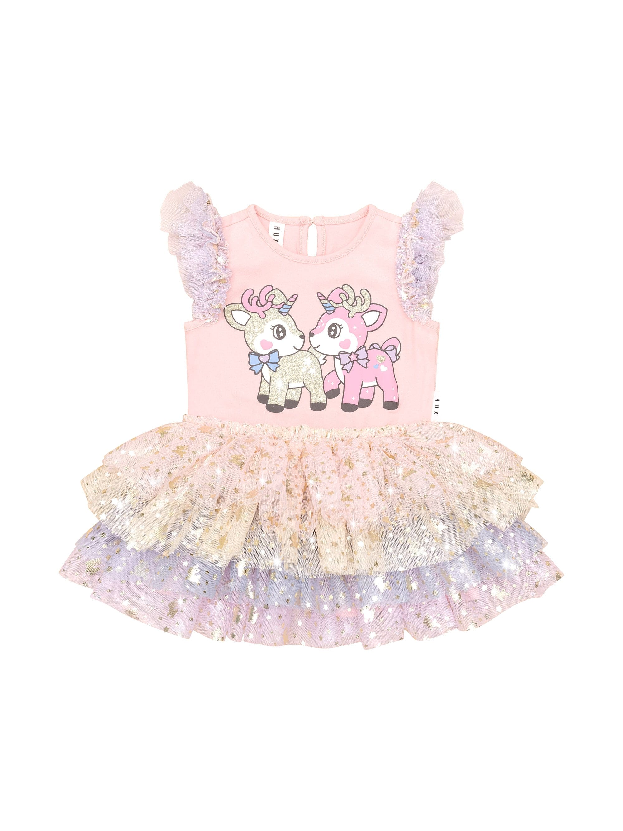 Huxbaby Girls Dress Reindeer Friends Ballet Dress