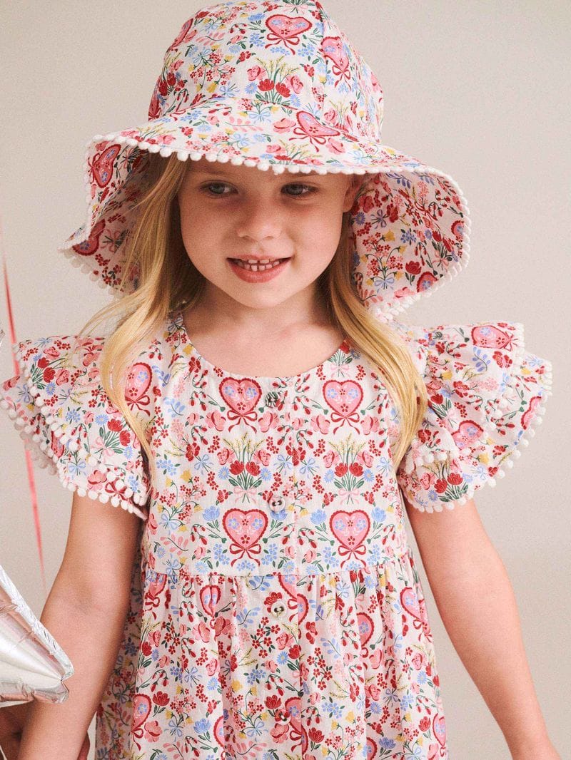 Huxbaby Girls Dress Scallop Floral Tiered Dress