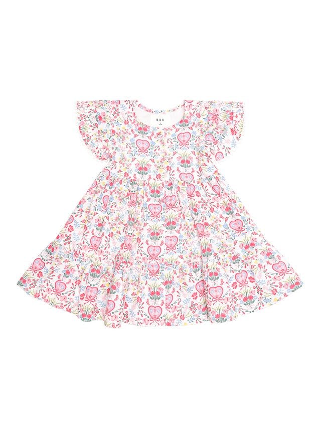 Huxbaby Girls Dress Scallop Floral Tiered Dress
