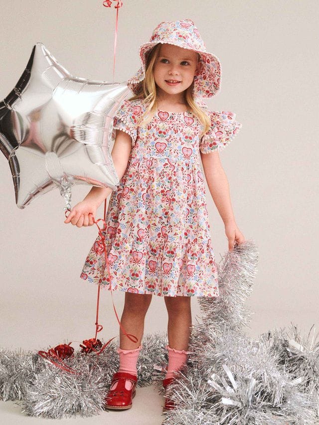 Huxbaby Girls Dress Scallop Floral Tiered Dress