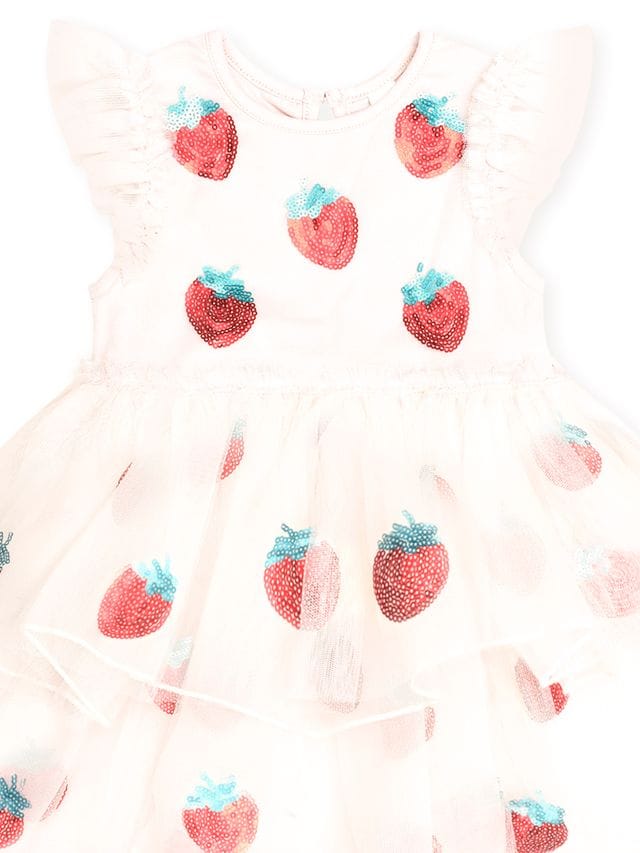 Huxbaby Girls Dress Sequin Strawberry Tulle Dress