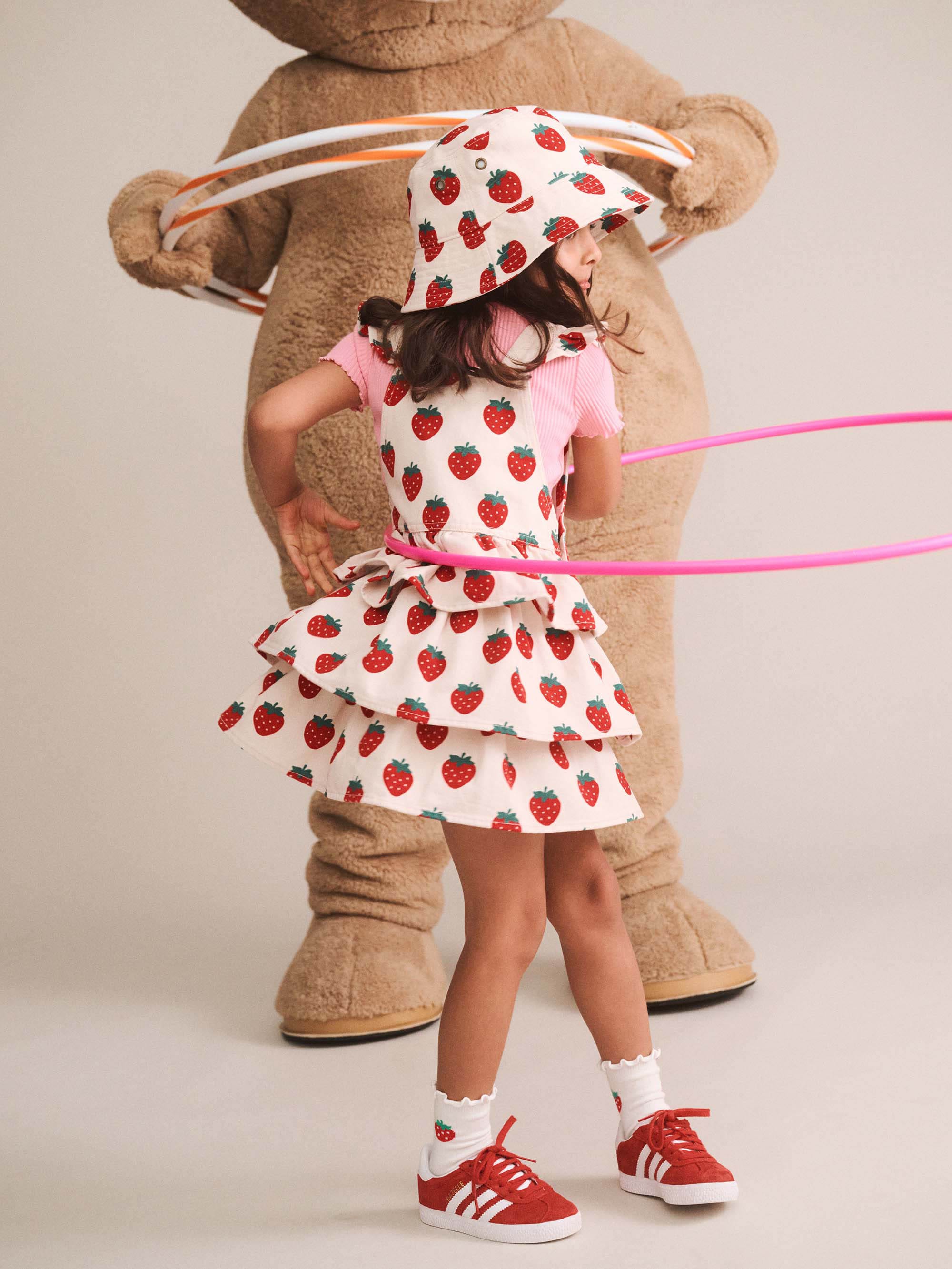 Huxbaby Girls Dress Strawberry Tiered Pinafore