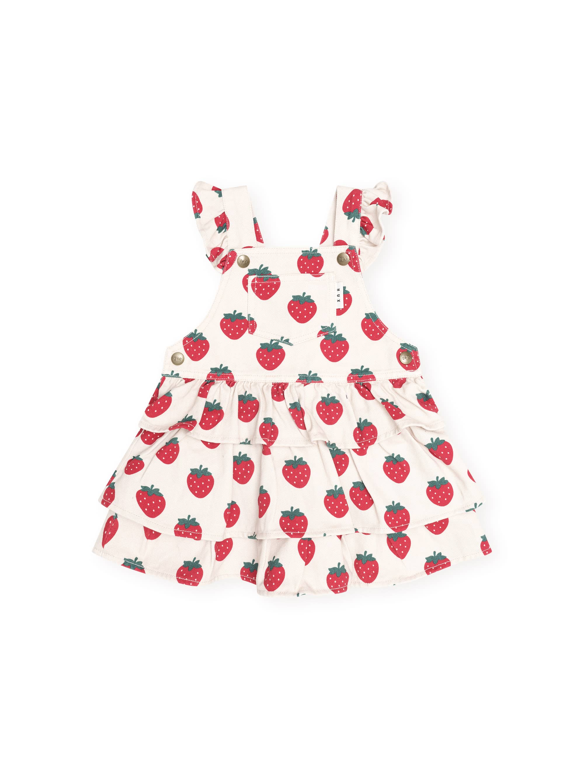 Huxbaby Girls Dress Strawberry Tiered Pinafore
