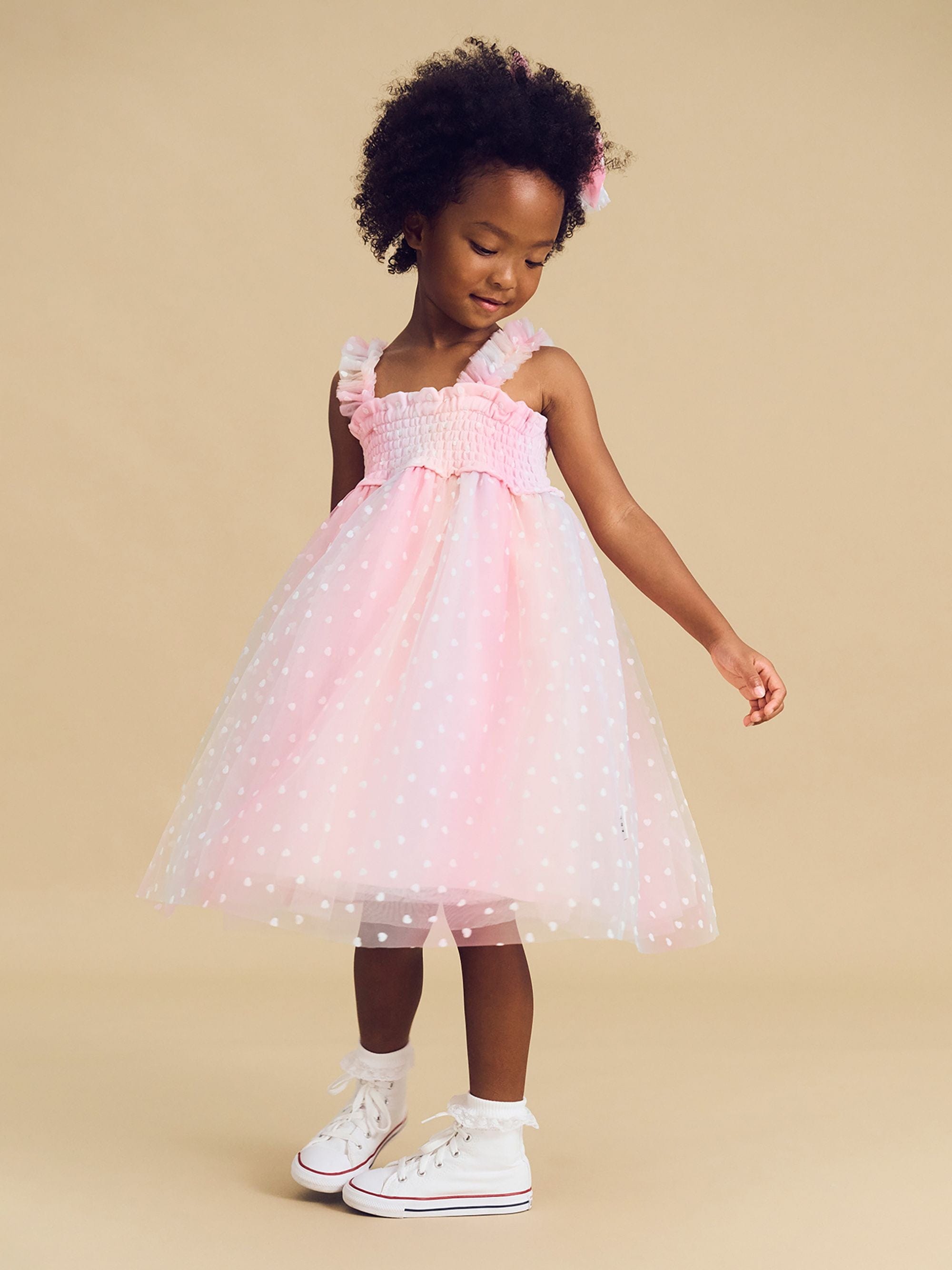 Huxbaby Girls Dress Sweetheart Shirred Tulle Dress