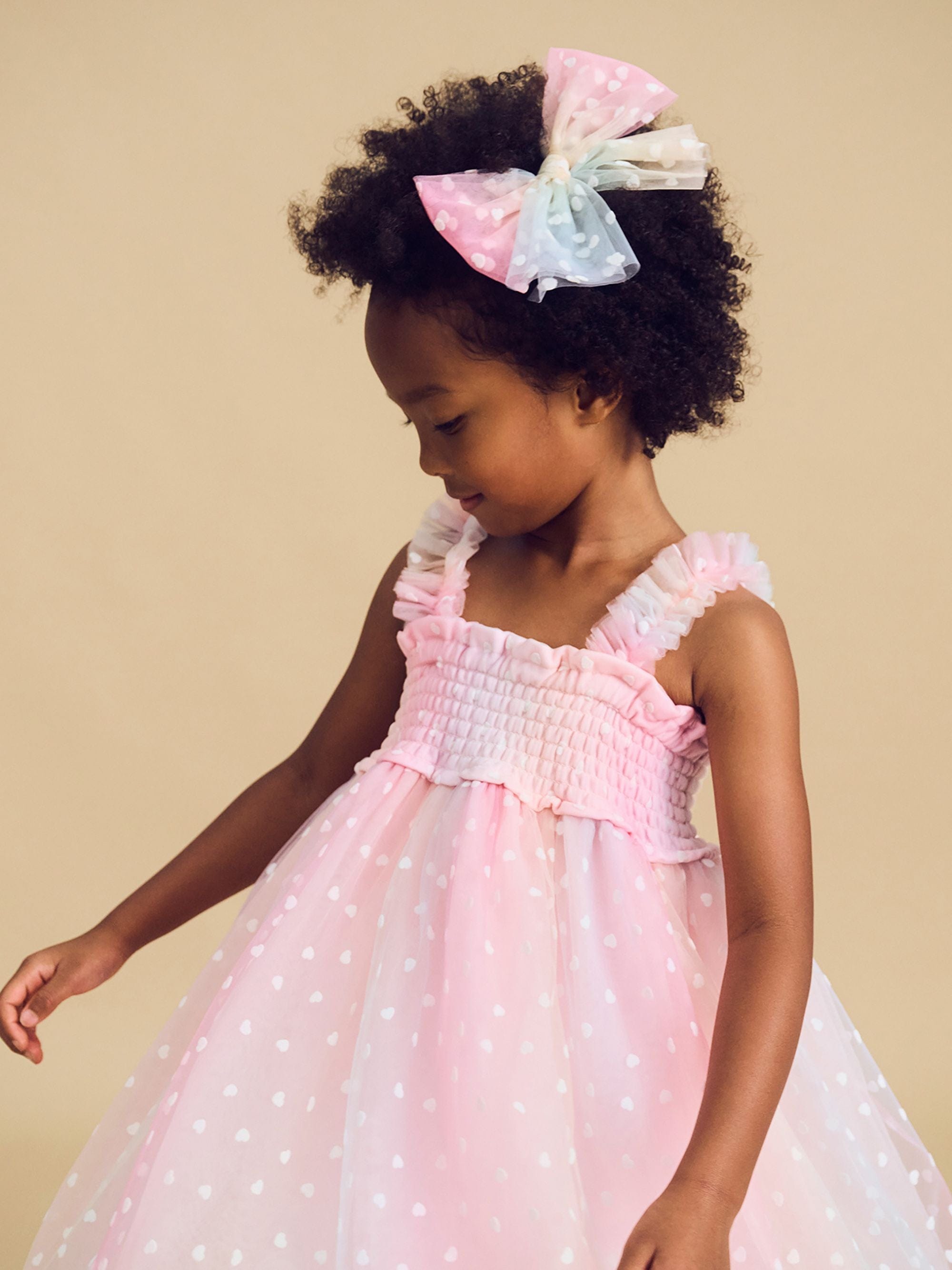 Huxbaby Girls Dress Sweetheart Shirred Tulle Dress