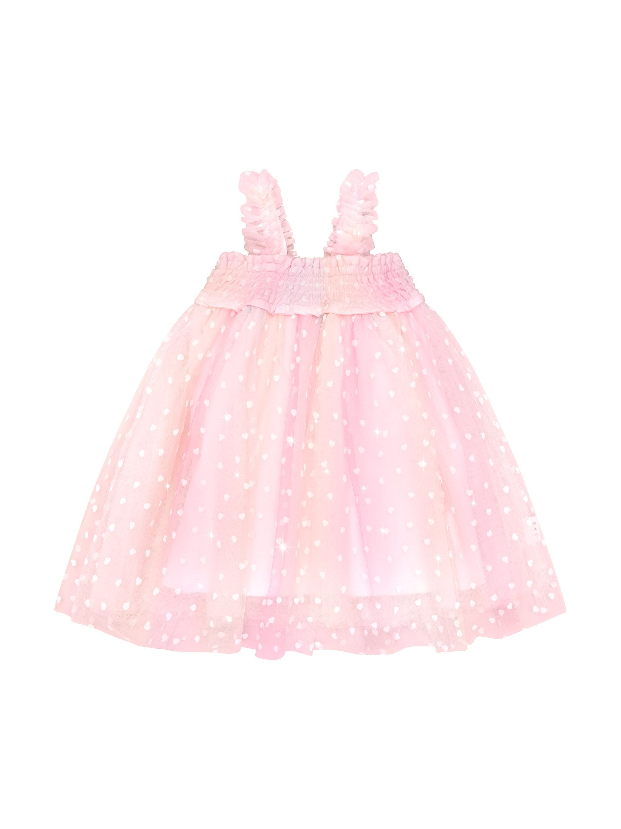 Huxbaby Girls Dress Sweetheart Shirred Tulle Dress