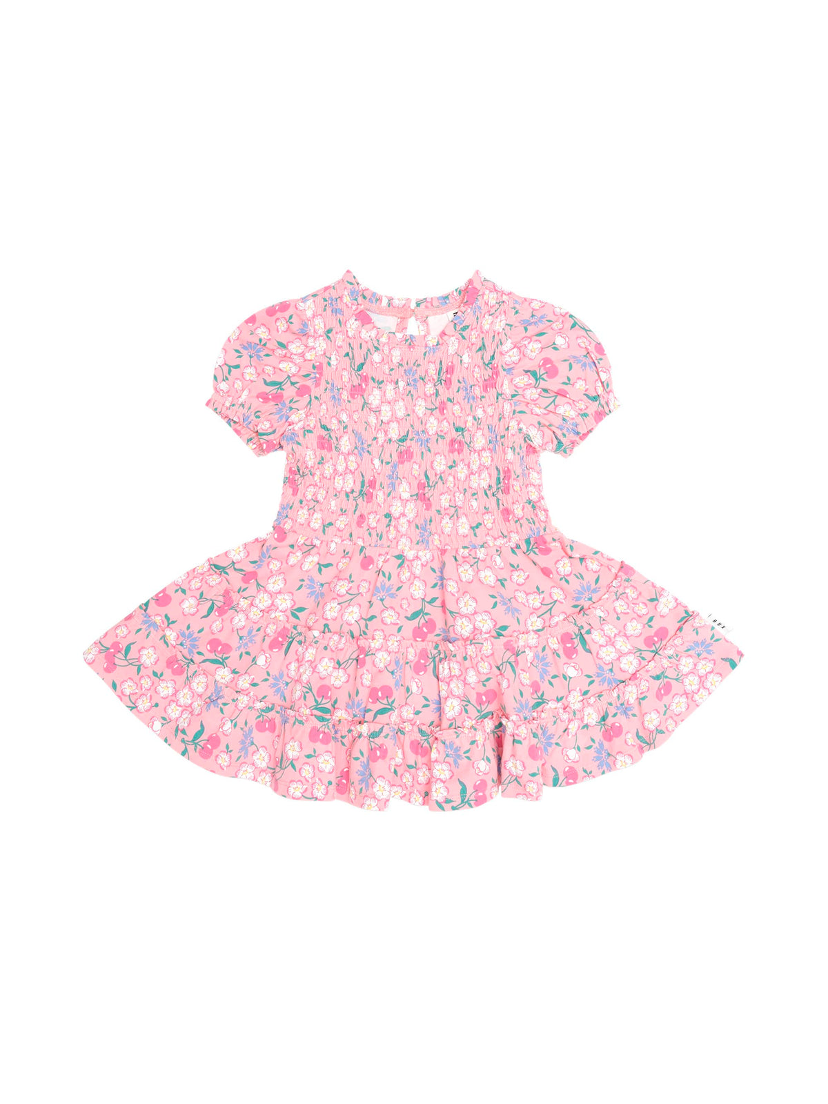 Huxbaby Girls Dress Tropical Cherry Floral Tiered Puff Dress
