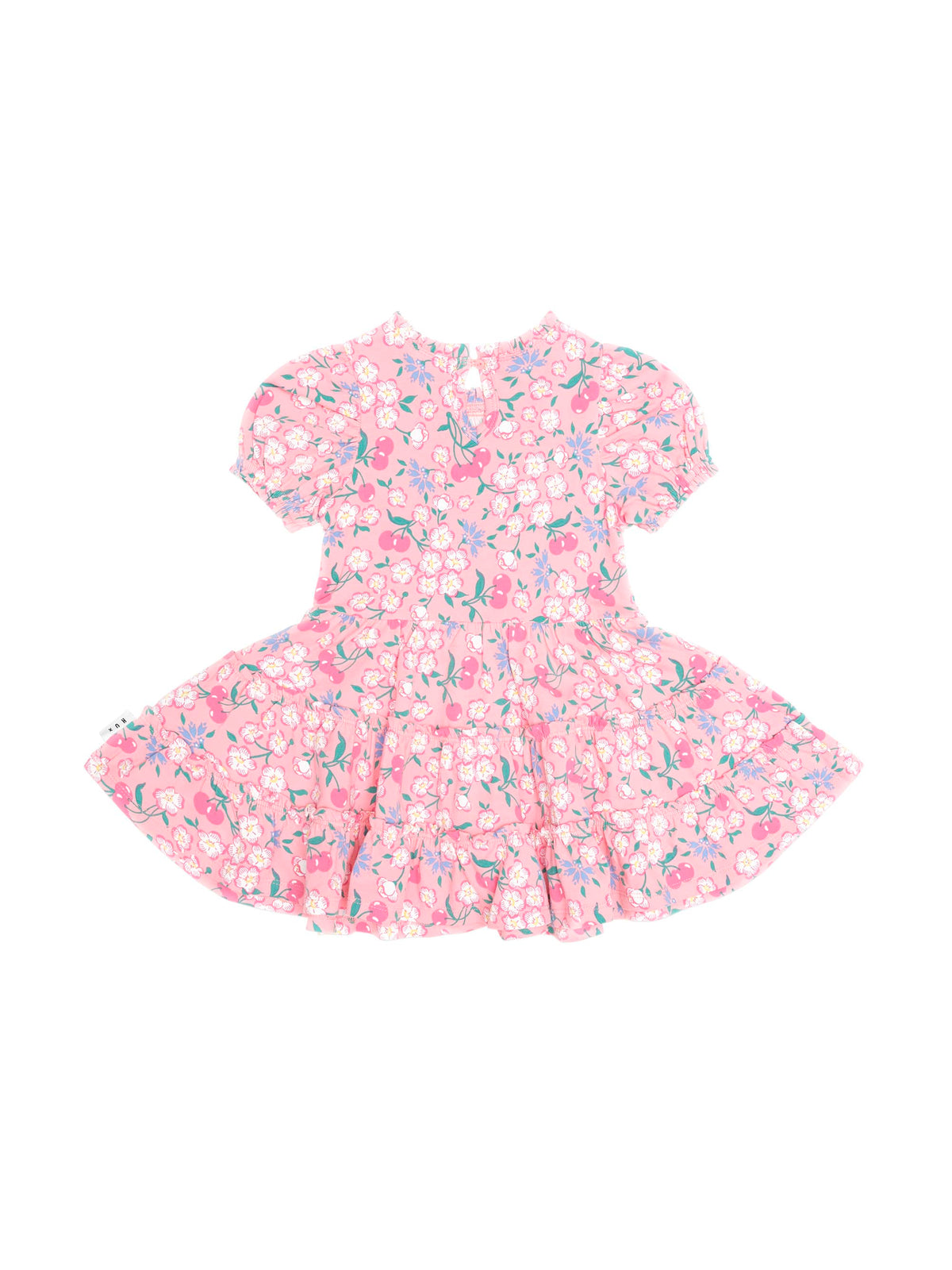 Huxbaby Girls Dress Tropical Cherry Floral Tiered Puff Dress