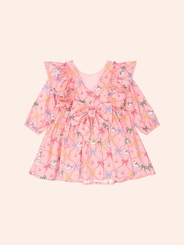 Huxbaby Girls Dress Unicorn Bow Dress