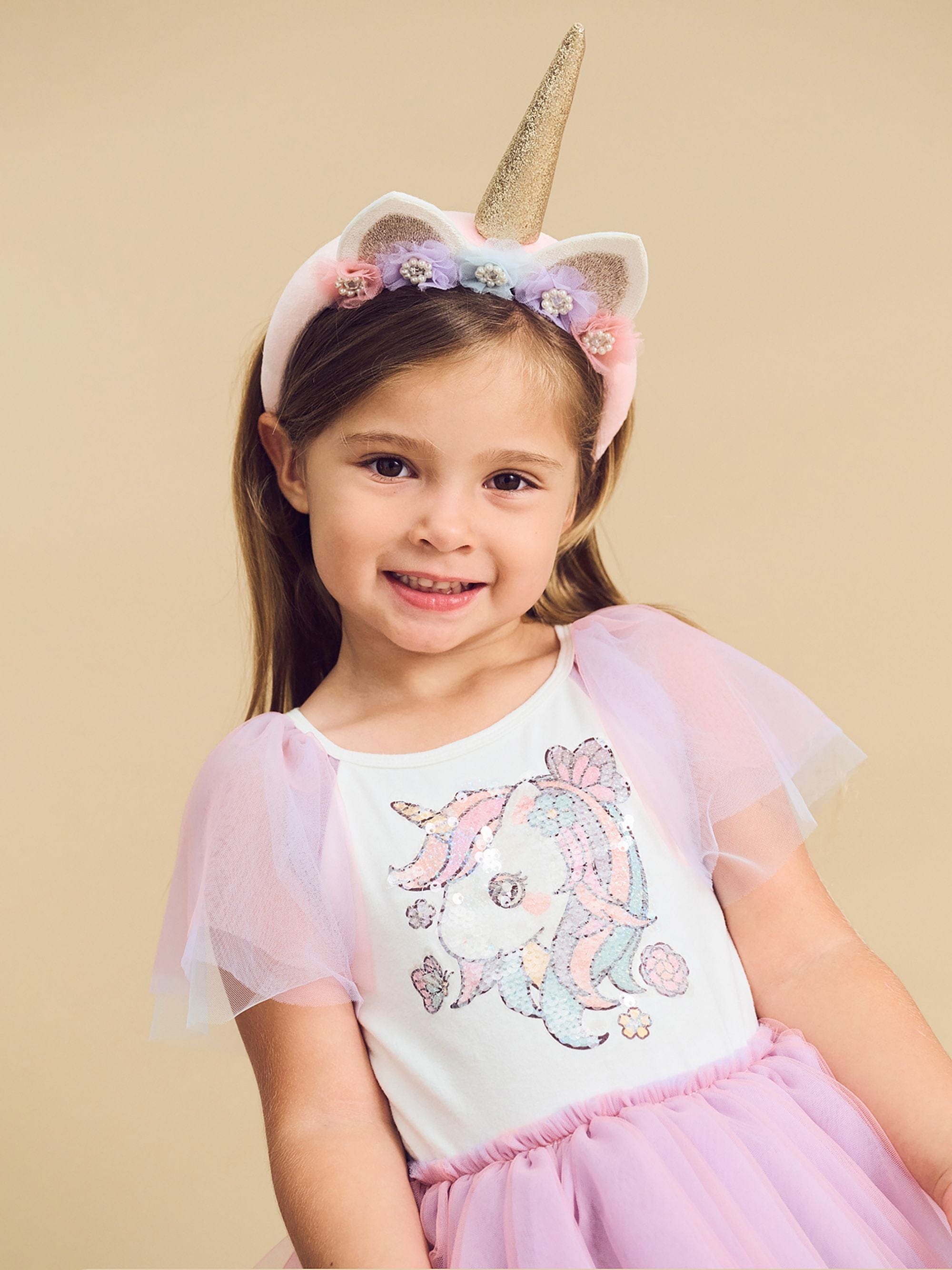 Huxbaby Girls Dress Unicorn Tiered Rainbow Party Dress