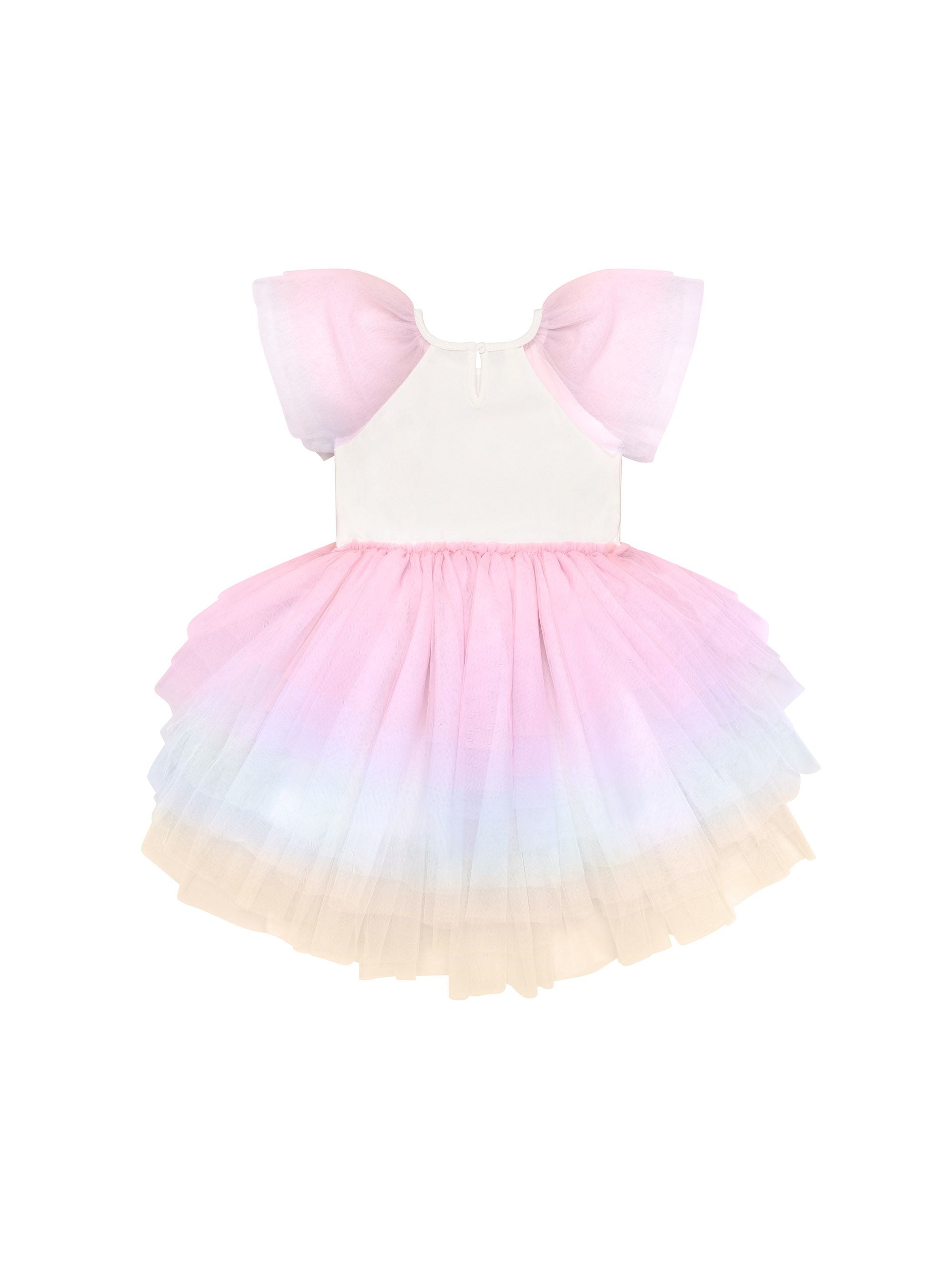 Huxbaby Girls Dress Unicorn Tiered Rainbow Party Dress