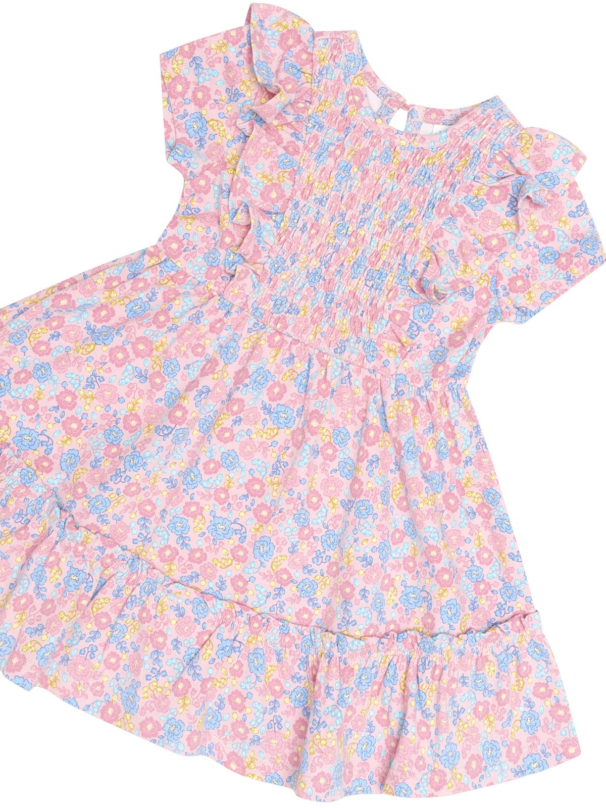 Huxbaby Girls Dress Vintage Floral Shirred S/S Dress