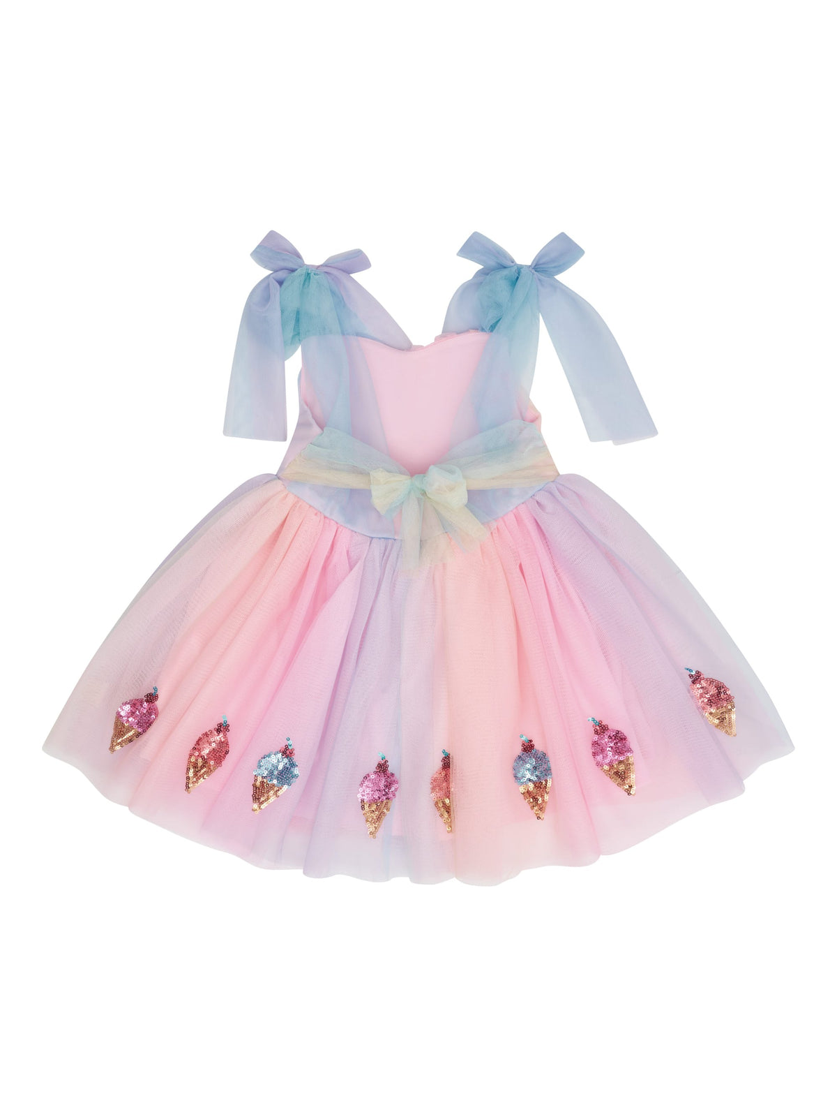 Huxbaby Girls Dress You-Scream-For-Ice Cream Sequin Tulle Dress