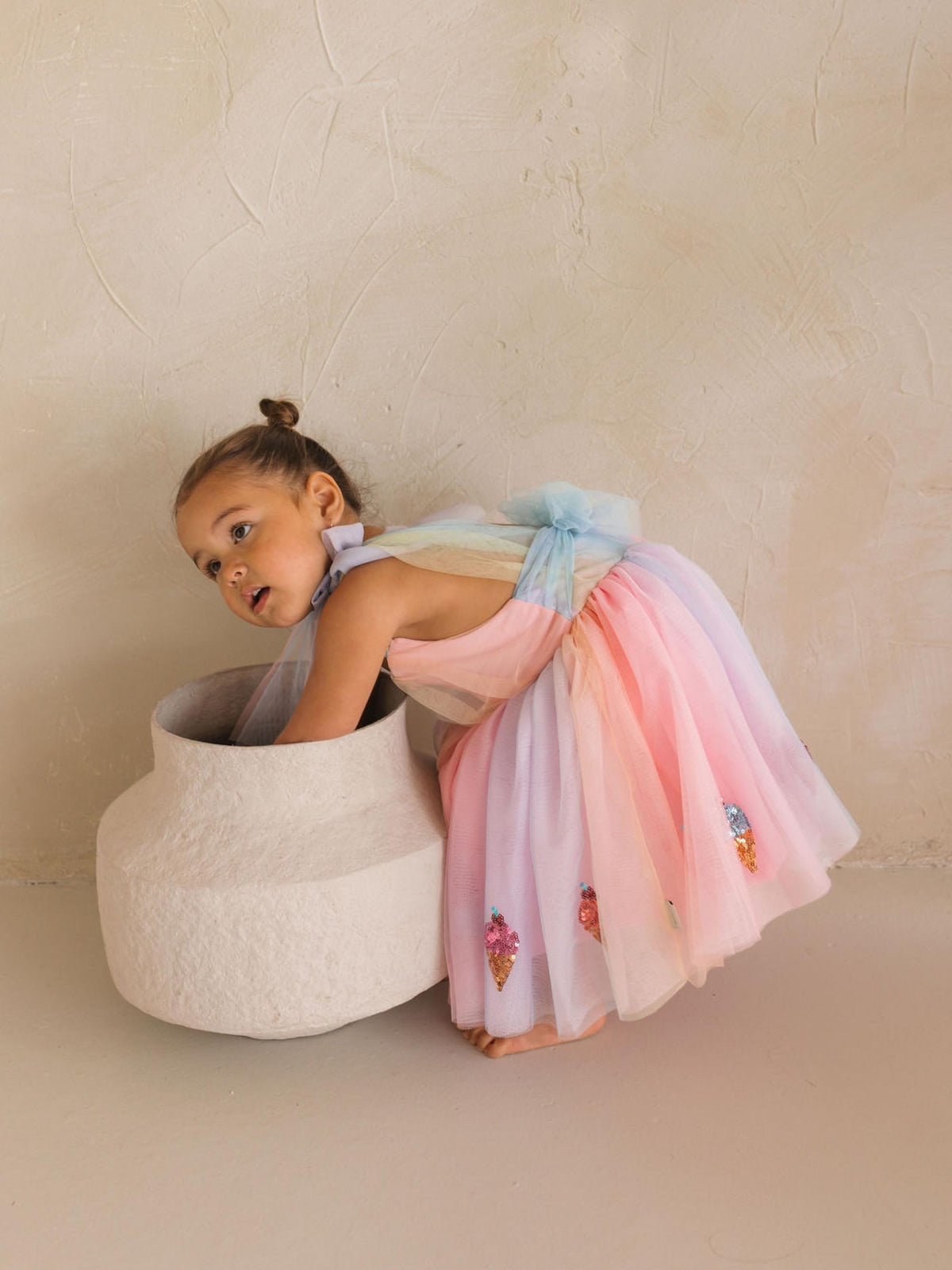 Huxbaby Girls Dress You-Scream-For-Ice Cream Sequin Tulle Dress