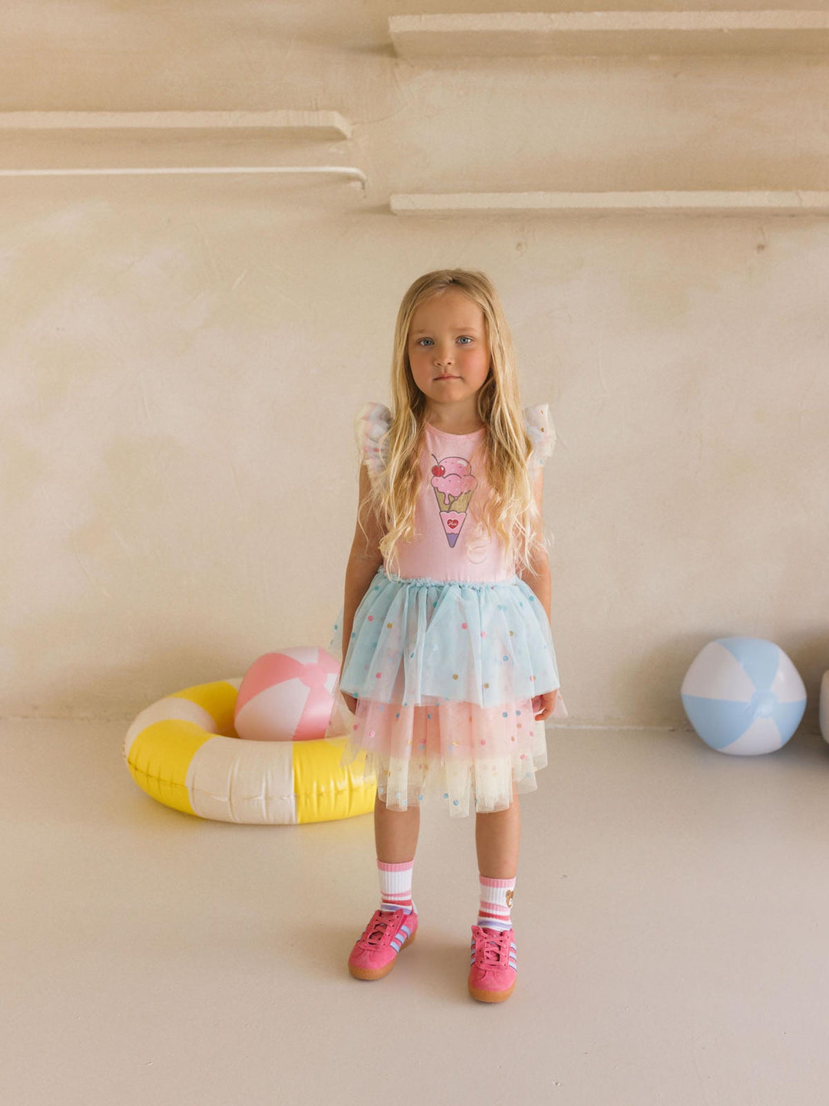 Huxbaby Girls Dress You-Scream-For-Ice Cream Tulle Dress