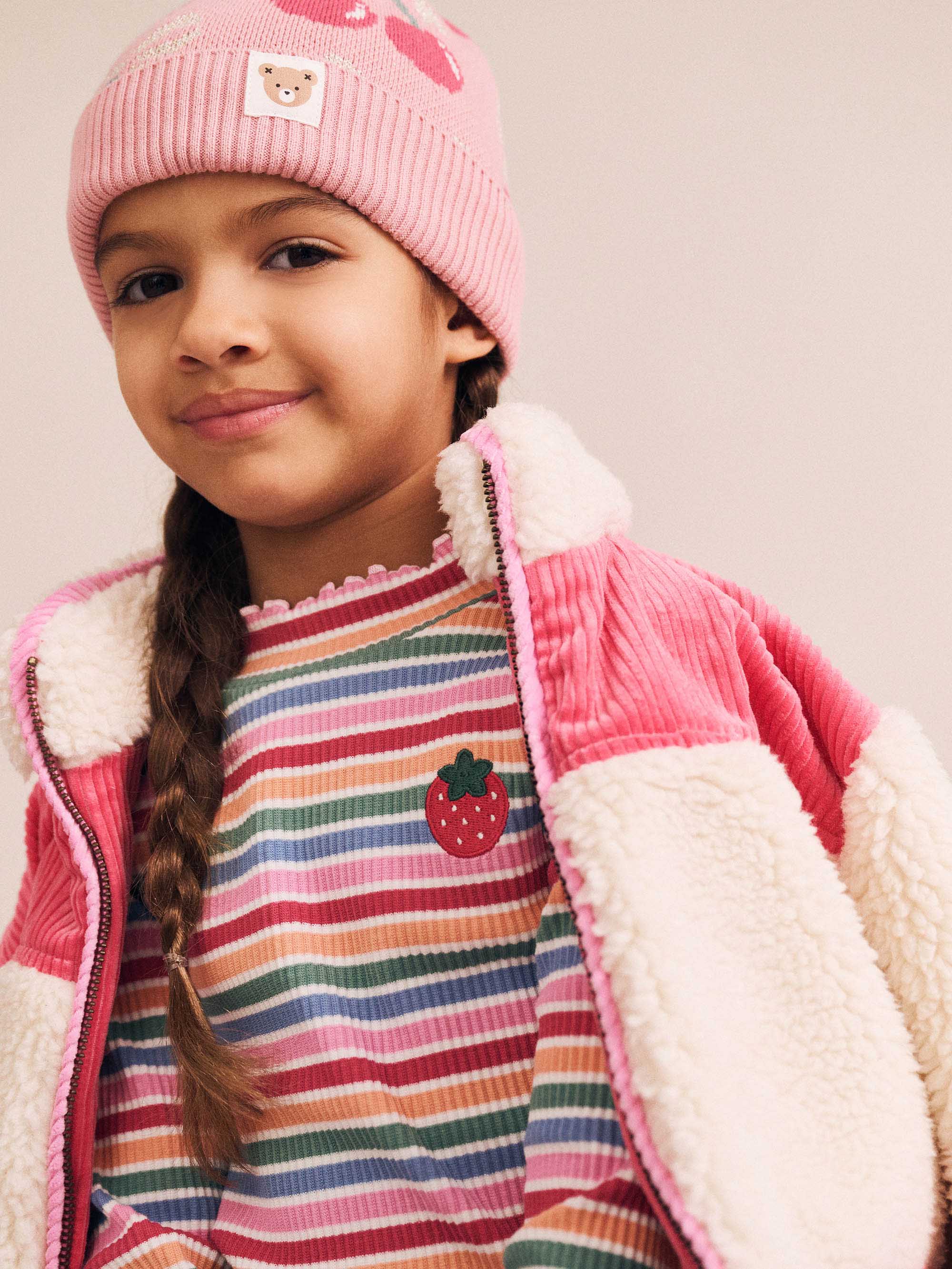 Huxbaby Girls Jacket Sherpa Cord Patches Jacket