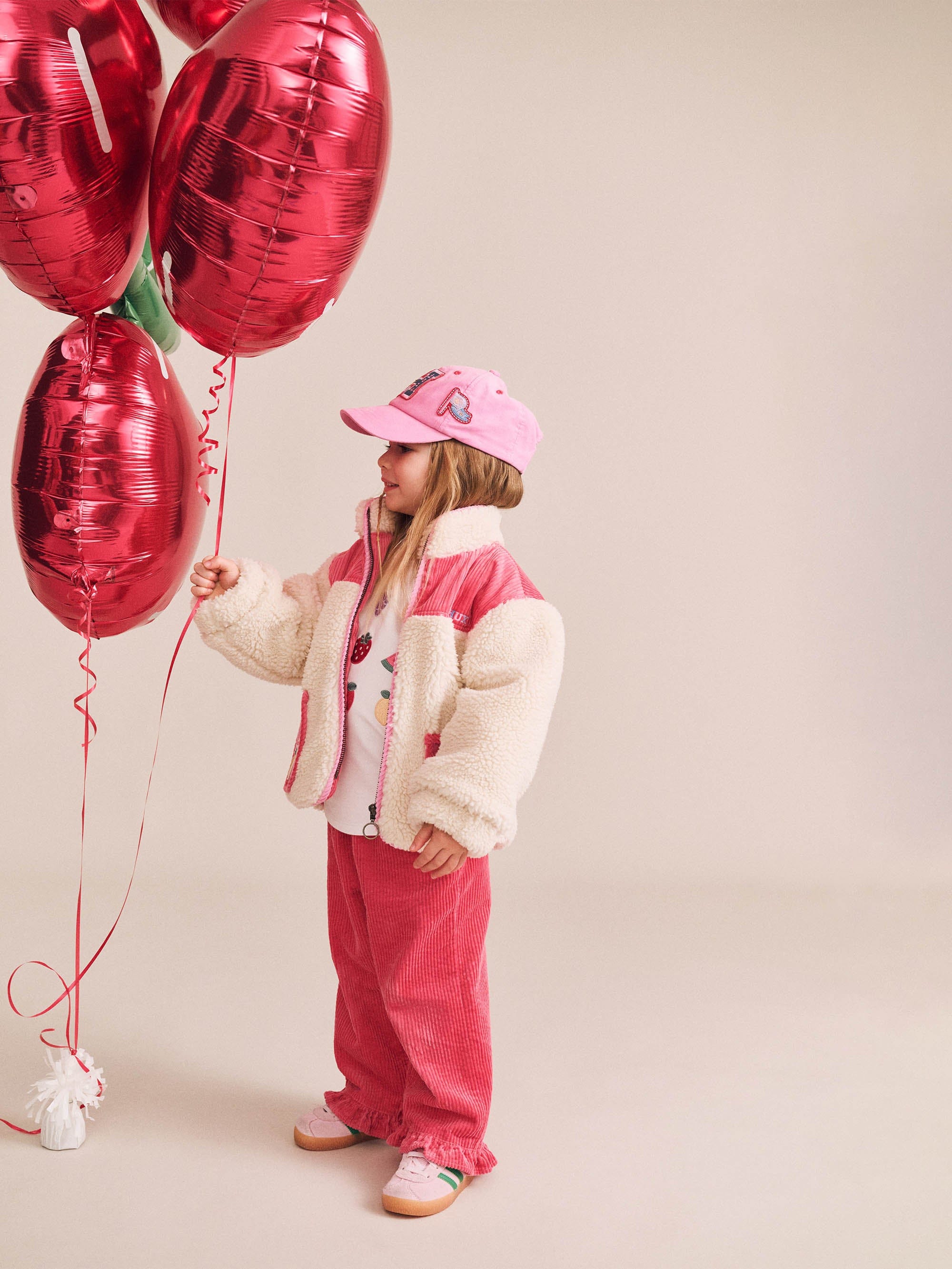 Huxbaby Girls Jacket Sherpa Cord Patches Jacket
